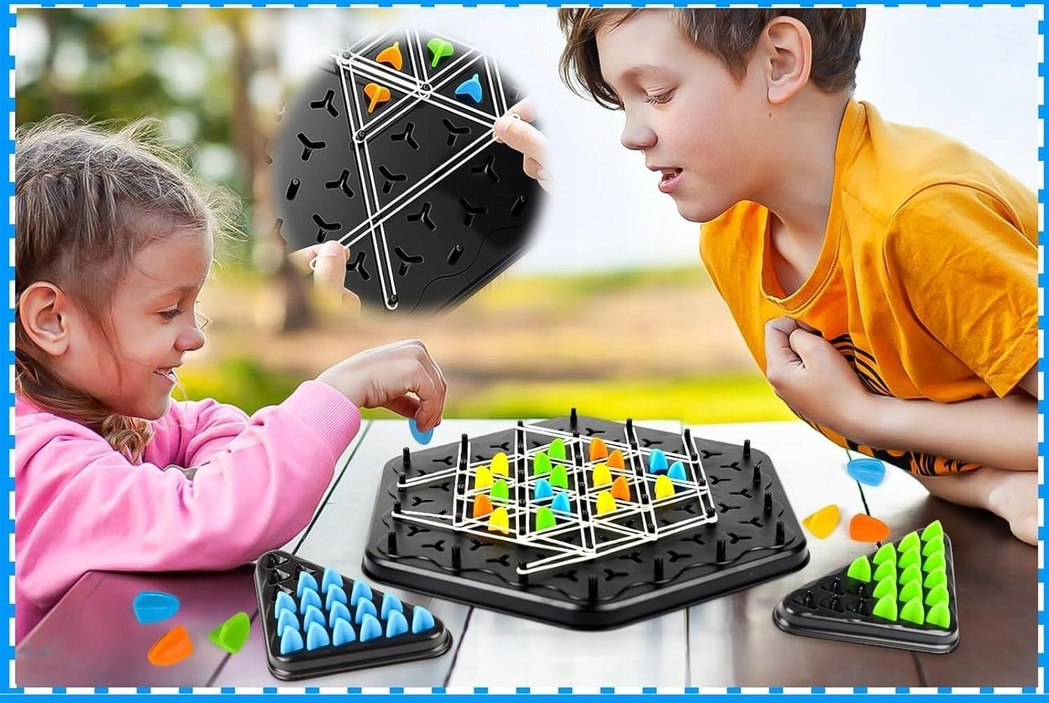 Triggle Gra W Trójkąty Strategiczna Gumki Recepturki 3D Triangle Chess Duża