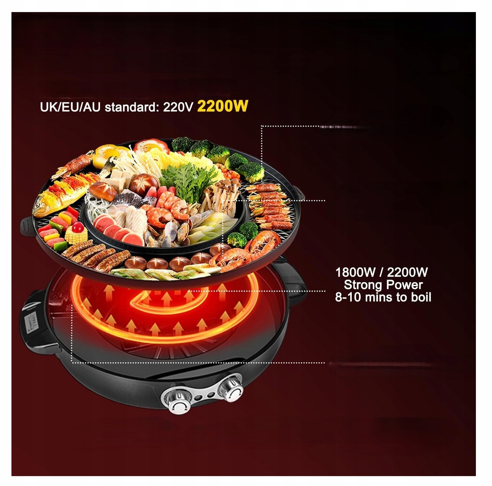 Grill Elektryczny Garnek Patelnia Elektryczna Stołowy Garnek Tajski 2W1