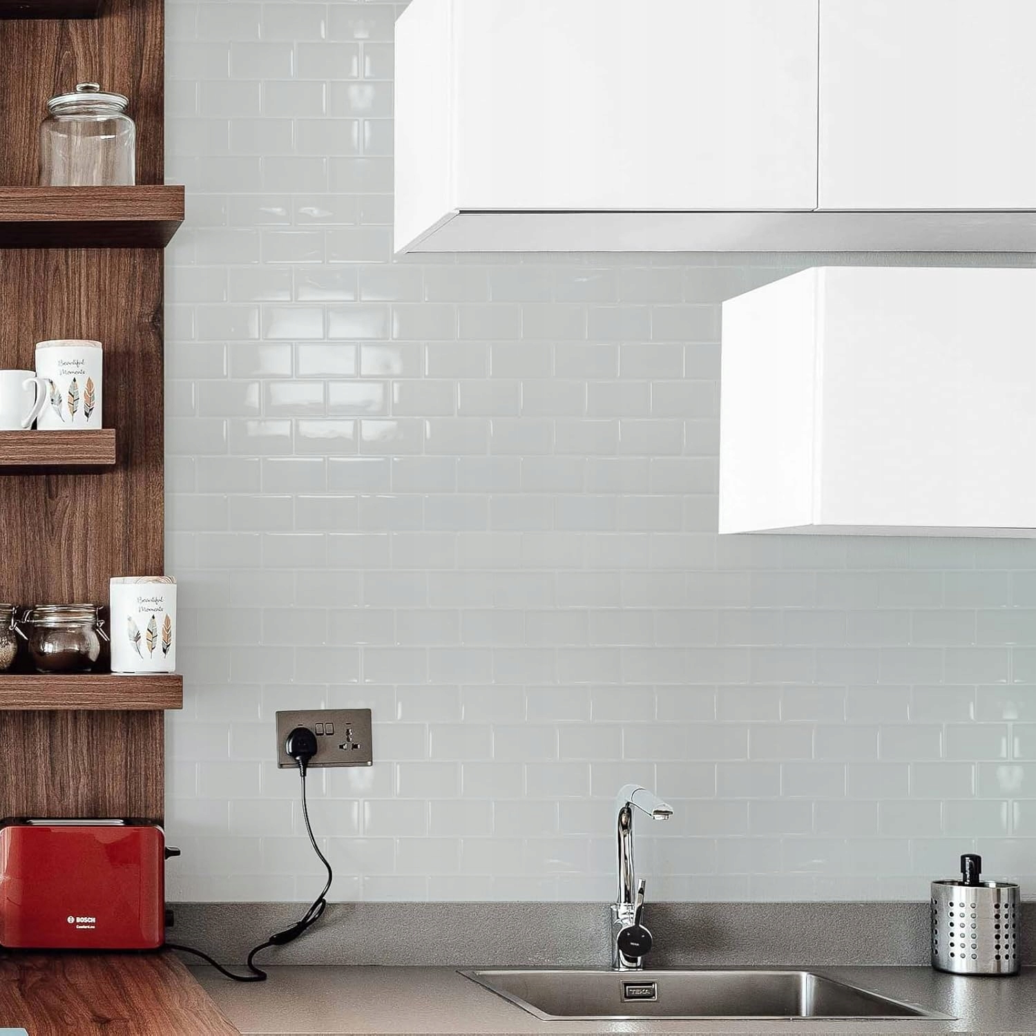 Panel Panele Ścienne 3D Samoprzylepne Winylowe Białe Kuchnia X10 30X30Cm