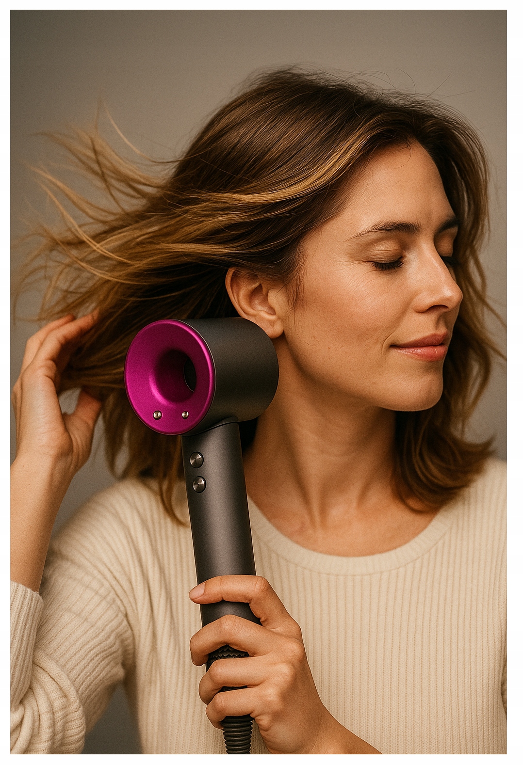 Suszarka Do Włosów Z Dyfuzorem Jonizacją Mocna Zimny Nawiew 5W1 5 Końcówek