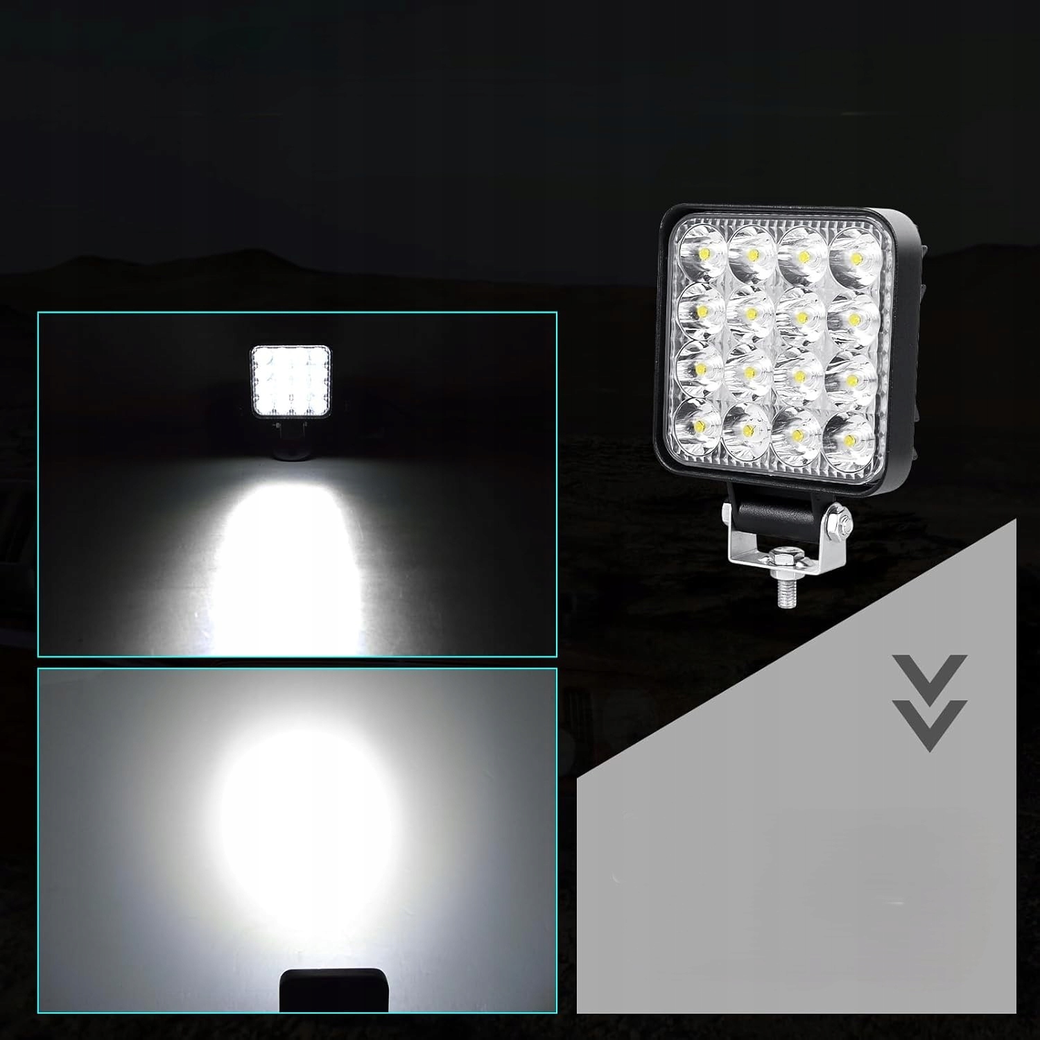Lampa Robocza Led 48W Halogen Szperacz 12V 24V 16Led Wysoko Wydajny 4X