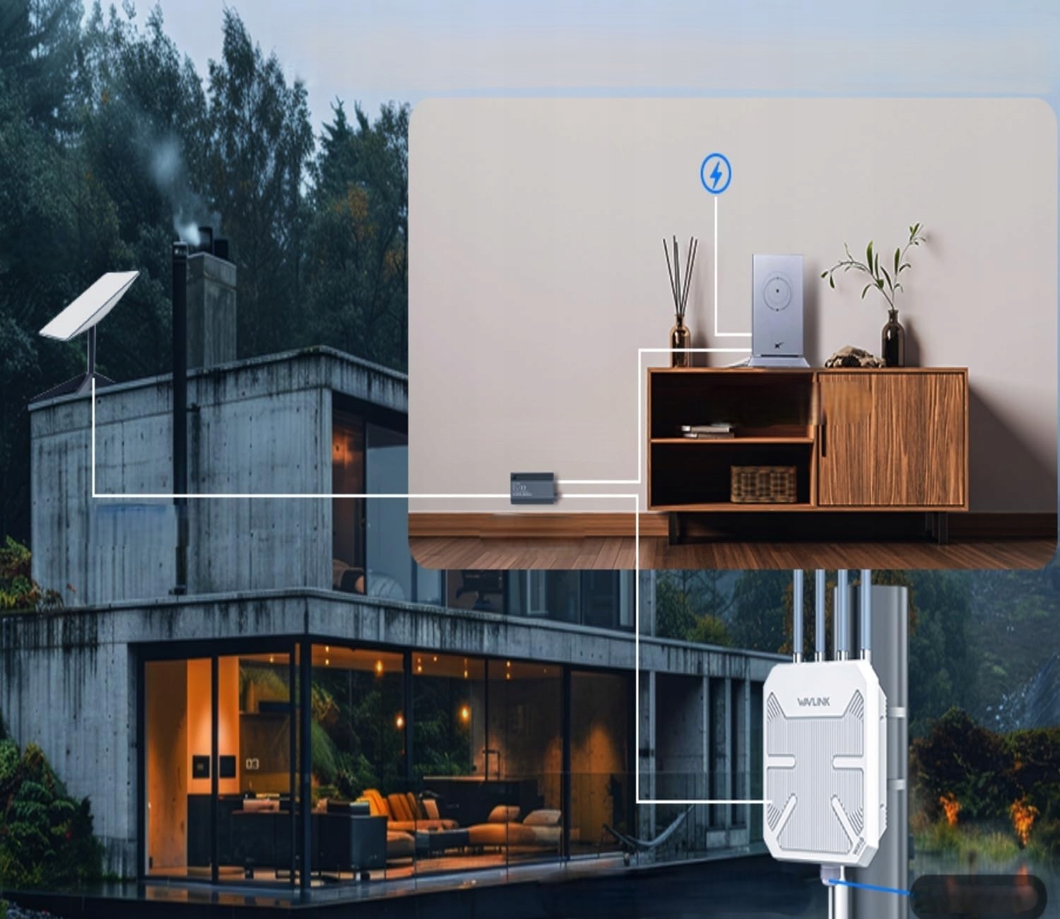 Wzmacniacz Sygnału Wifi Zewnętrzny Wlan Poe Ip67 Router 5Ghz / 2.4Ghz