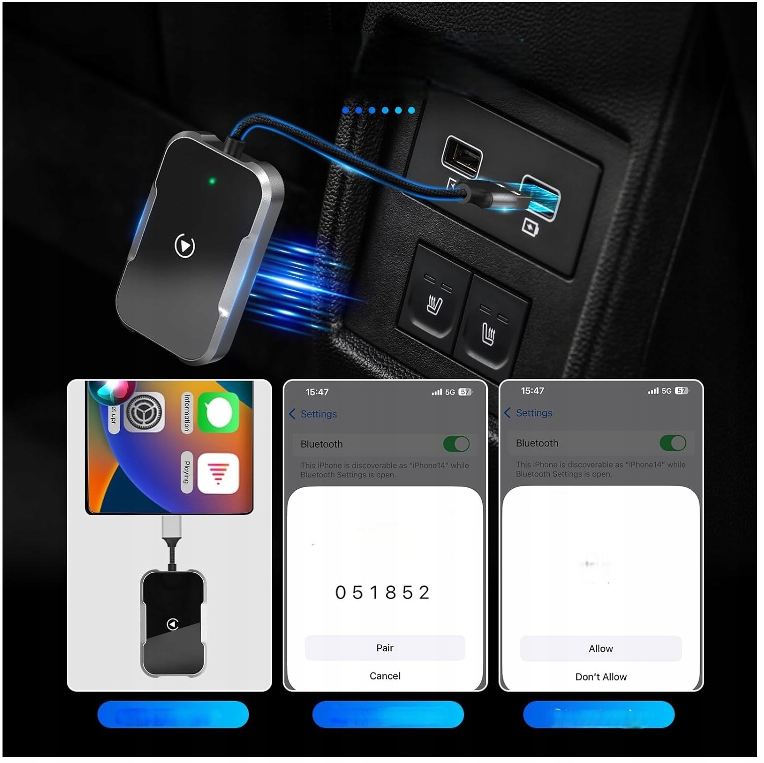Adapter Carplay Bezprzewodowy Car Play Bluetooth Ios 10+ Moduł Do Auta Wifi