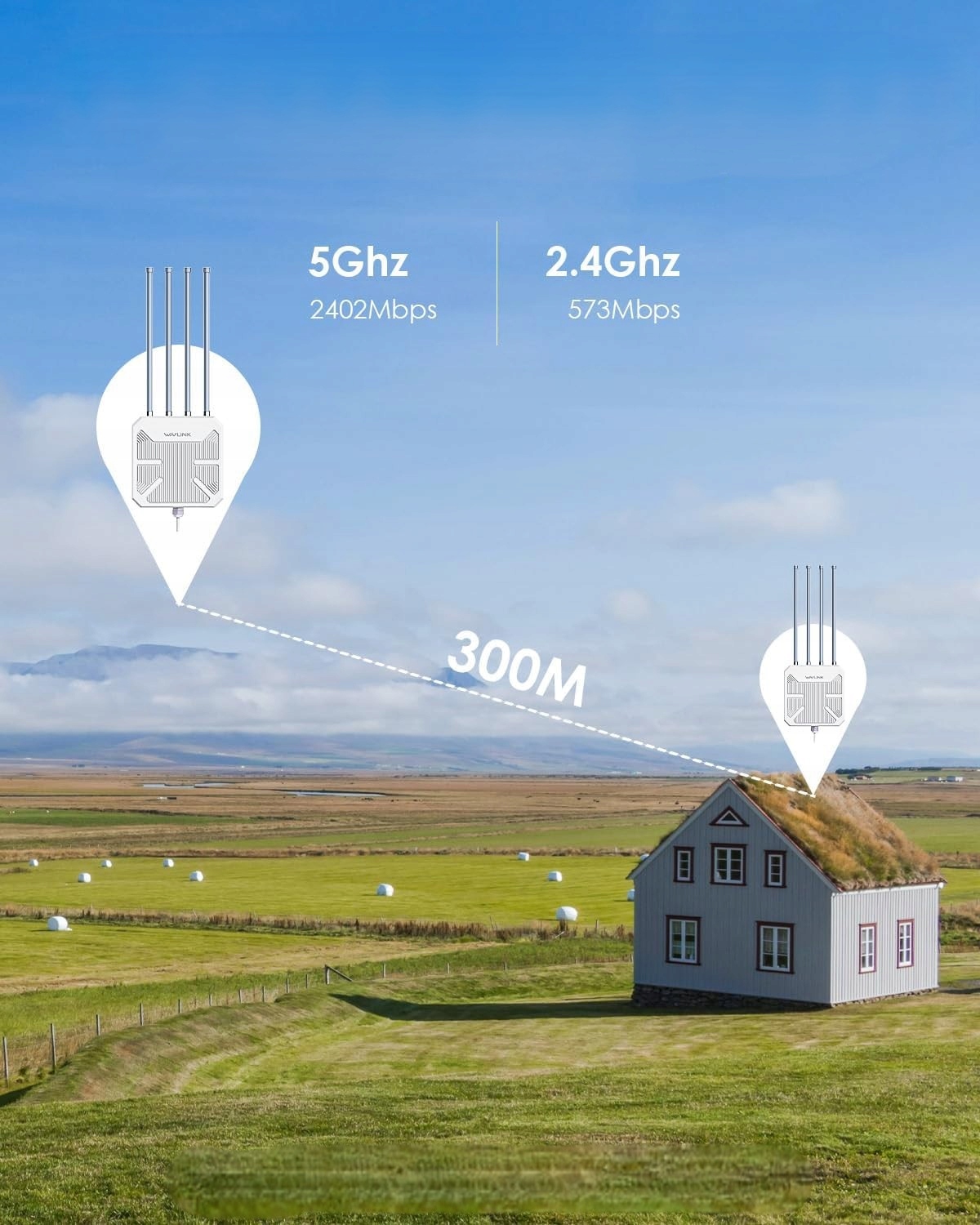 Wzmacniacz Sygnału Wifi Zewnętrzny Wlan Poe Ip67 Router 5Ghz / 2.4Ghz