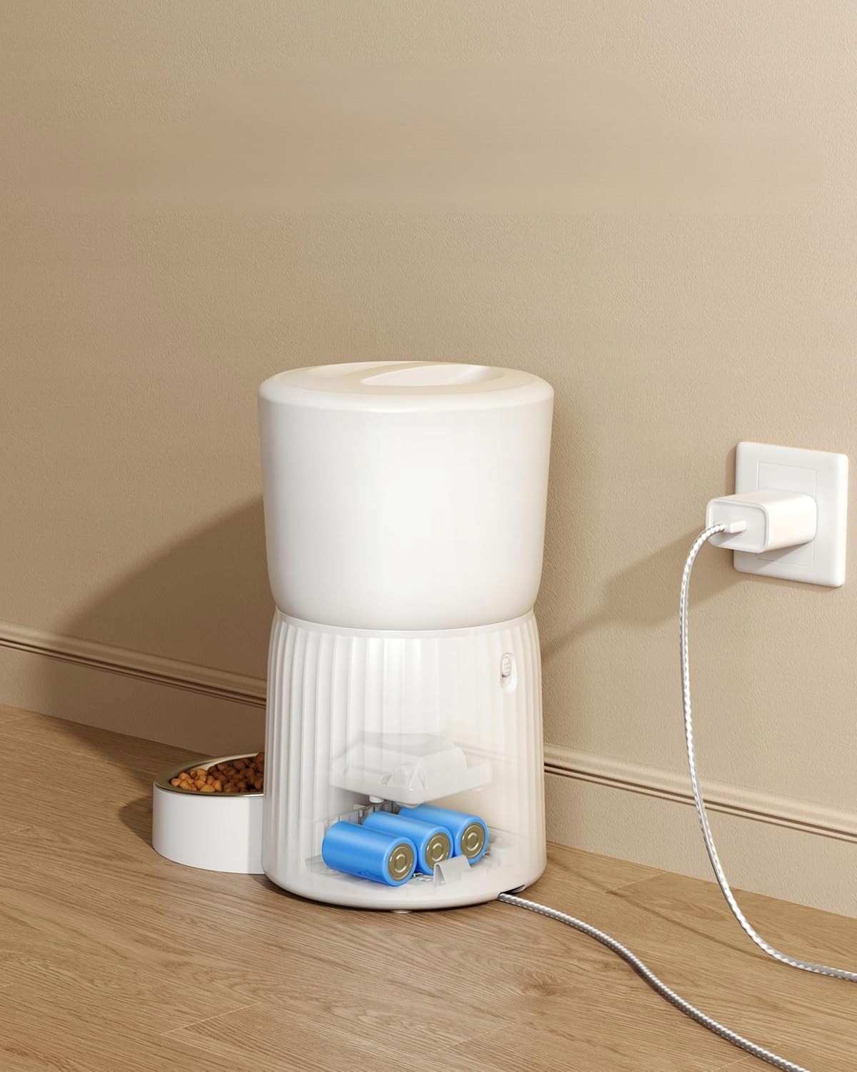 Automatyczny Podajnik Karmy Dla Kota Psa Dozownik Timer Miska 4L Biały