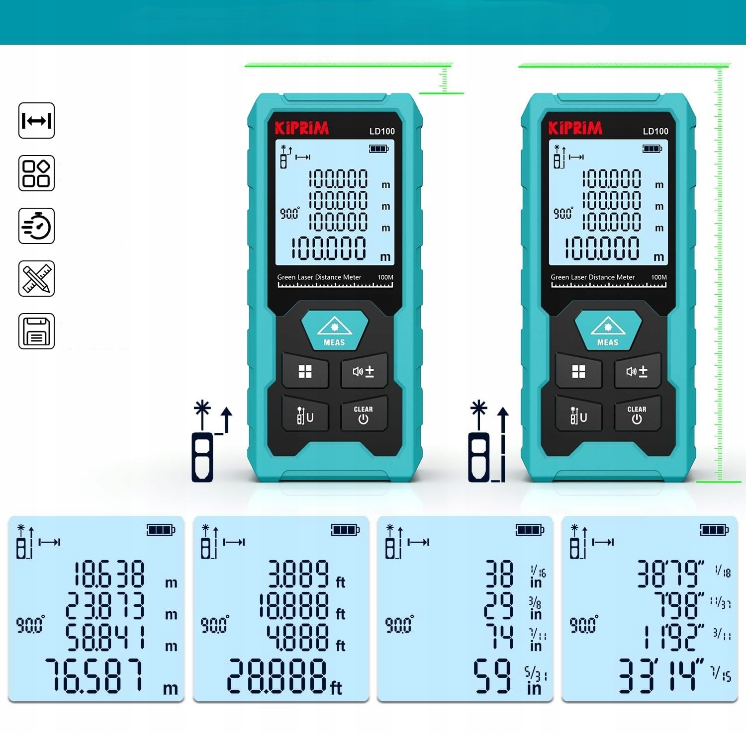 Dalmierz Laserowy 100M Kątomierz Cyfrowy Miernik Poziomica Laserowa