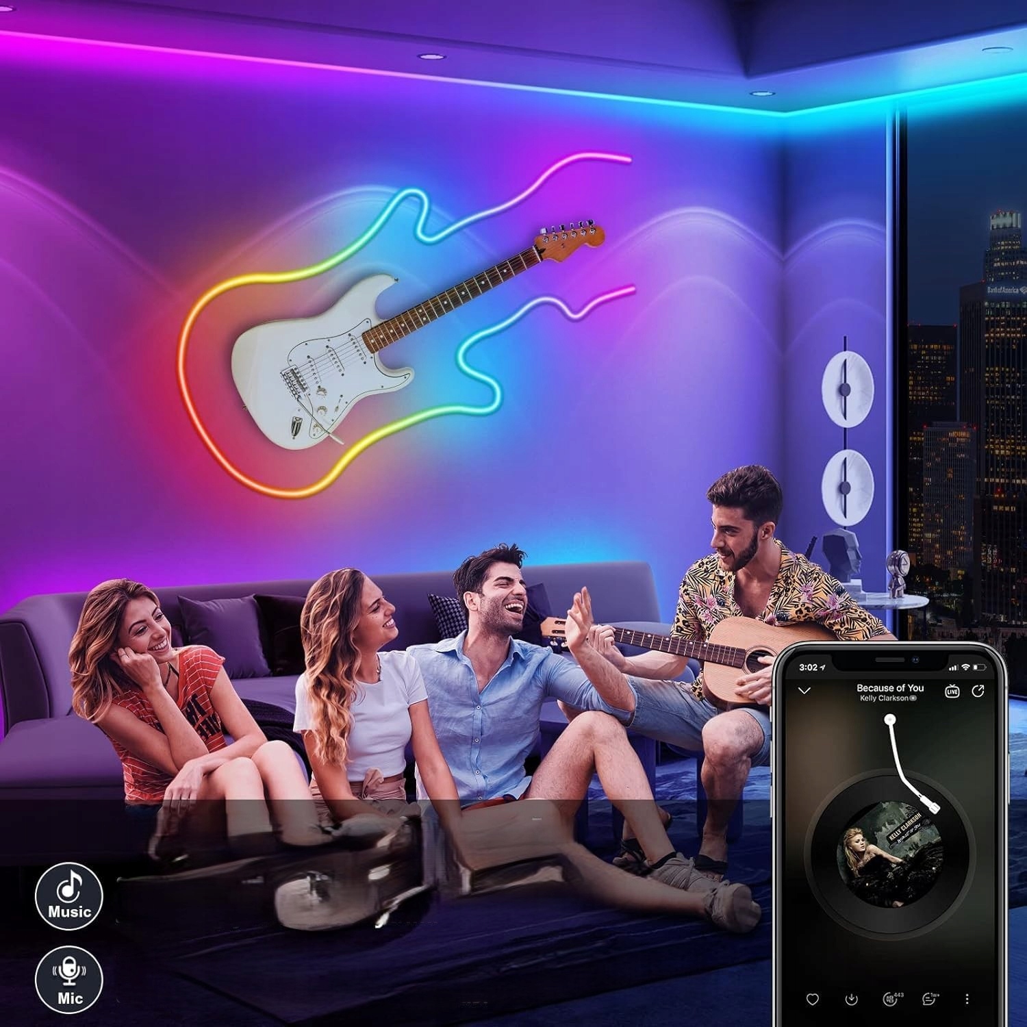 Taśma Led 15M Neonowa Rgb Wifi Aplikacja Pilot Elastyczna Formowania