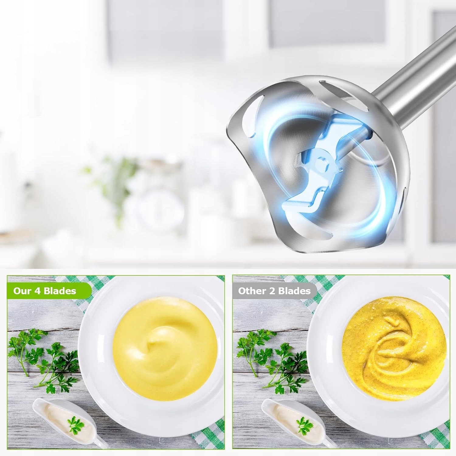 Blender Ręczny Mocny Mikser Turbo 1000W 12 Stopni Regulacji Stalowe Ostrza