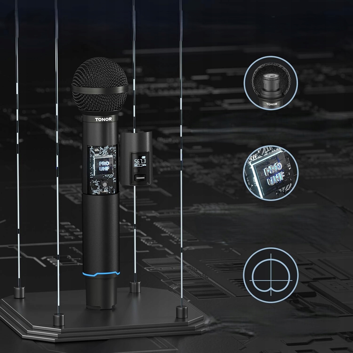 Zestaw Mikrofonów Bezprzewodowych 2X Uhf Bluetooth Akumulatorowe Odbiornik
