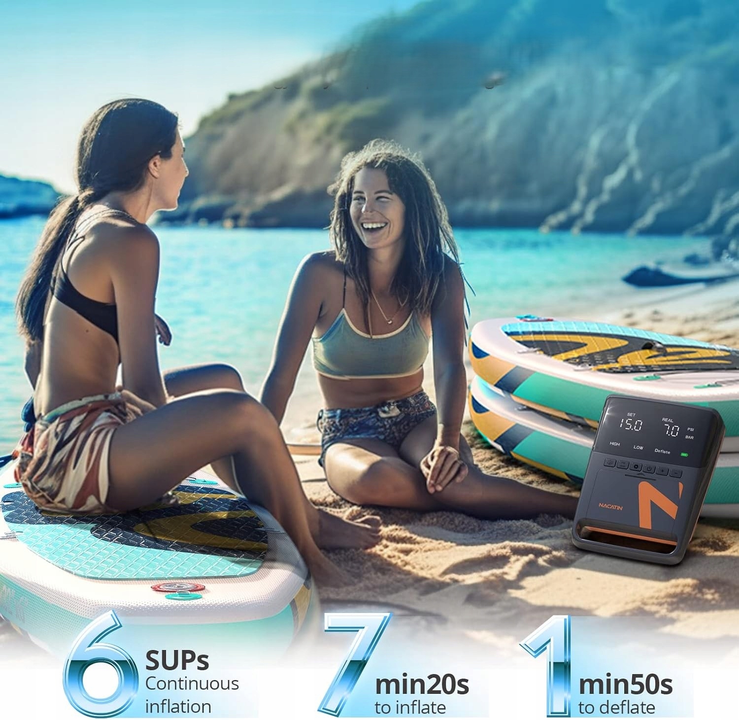 Pompka Elektryczna Do Deski Sup Pontonu Kajaku 16Psi 12V Lcd Do Pompowania