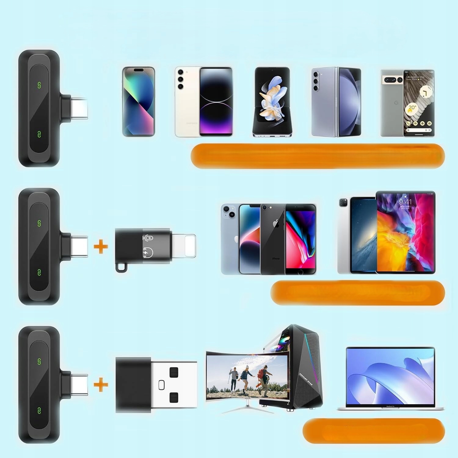 2X Mikrofon Bezprzewodowy Krawatowy Do Iphone Ios Android Telefonu Komputer