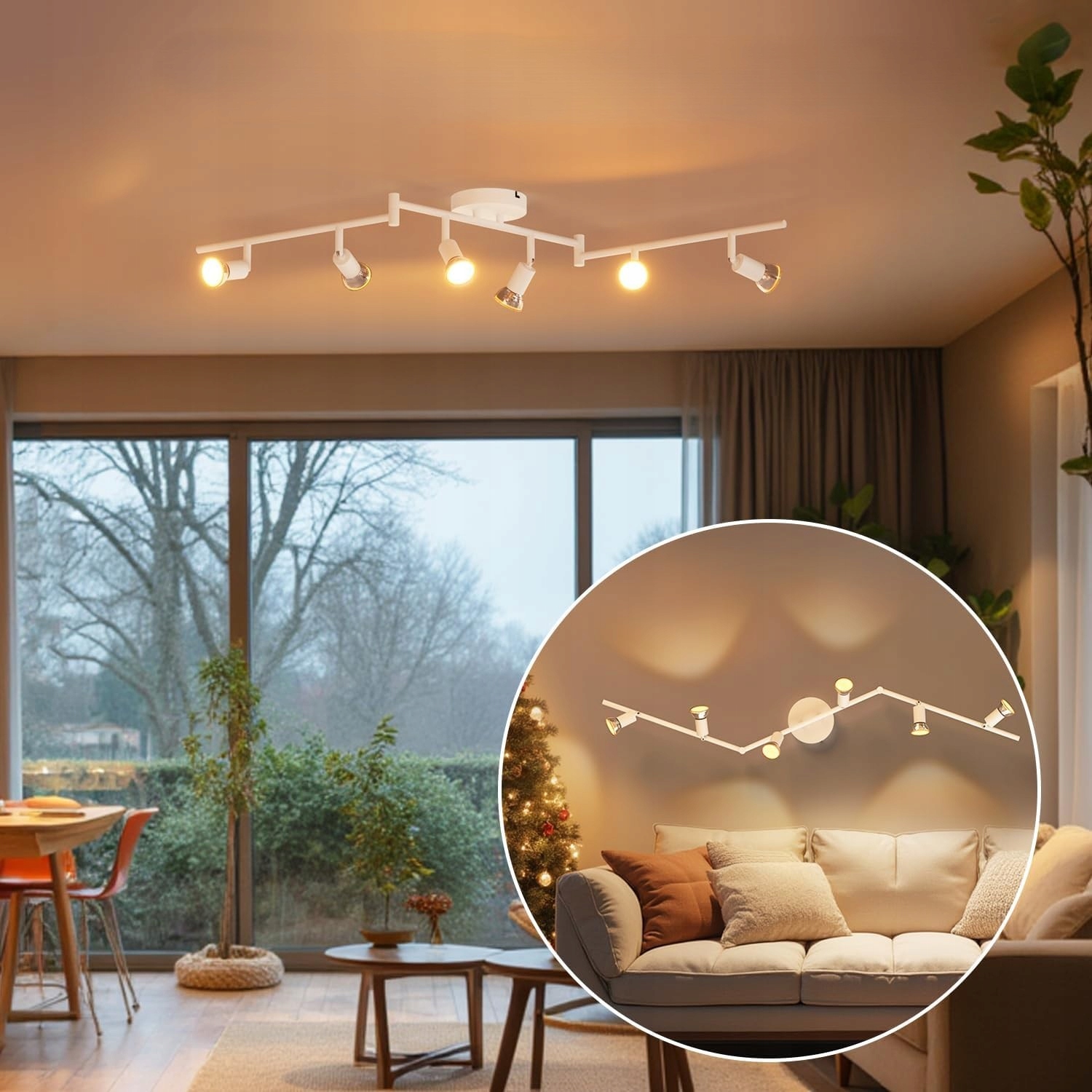 Lampa Sufitowa Oprawa Halogenowa 6X Gu10 Spot Ruchoma Regulowana Reflektor