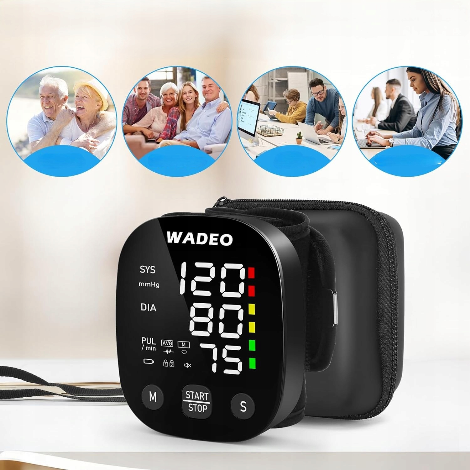 Ciśnieniomierz Nadgarstkowy Na Nadgarstek Arytmia Puls Lcd Pamięć 2X99 Etui