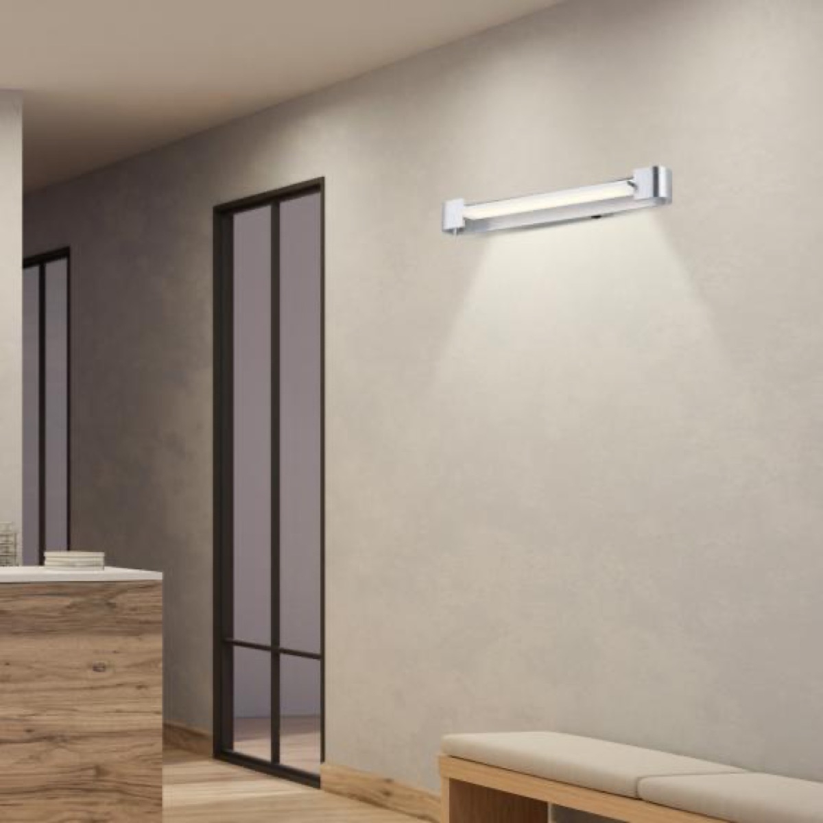 Kinkiet Ścienny Lampa Ścienna Srebrna Hell Led Leuchten - Nowoczesne Oświet