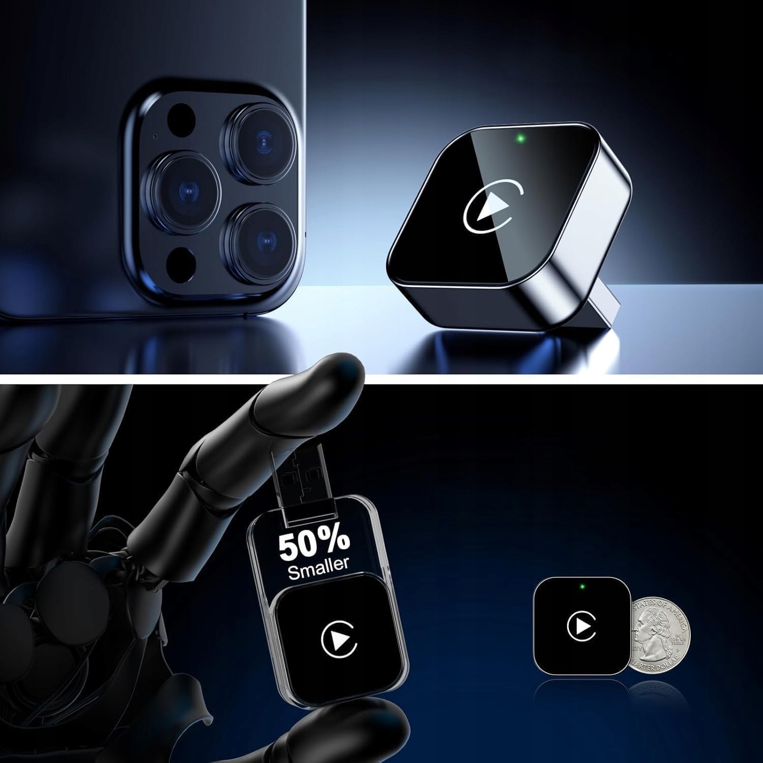 Adapter Carplay Android Auto 2W1 Bezprzewodowy Car Play Bluetooth 5.0