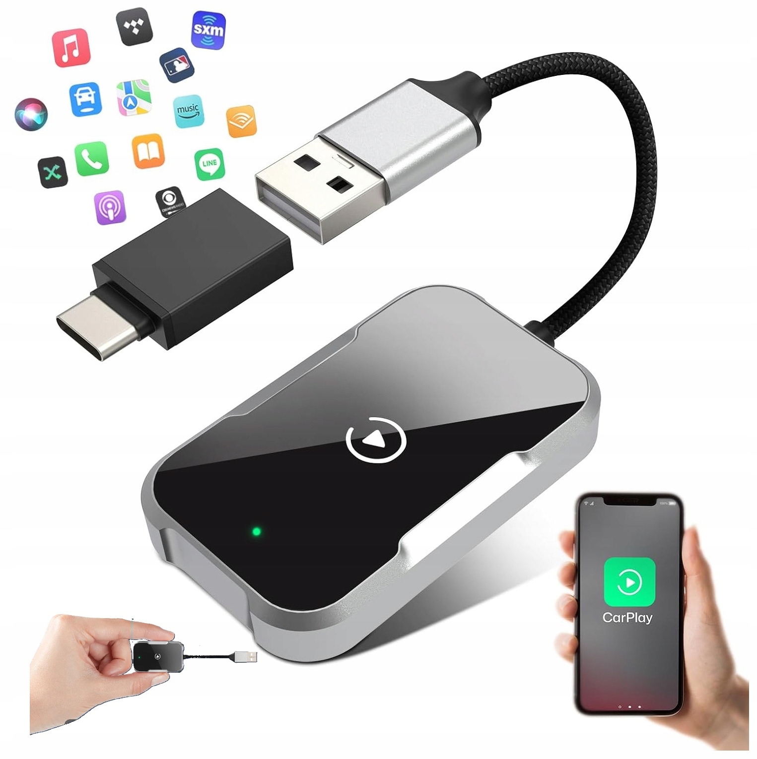 Adapter Carplay Bezprzewodowy Car Play Bluetooth Ios 10+ Moduł Do Auta Wifi