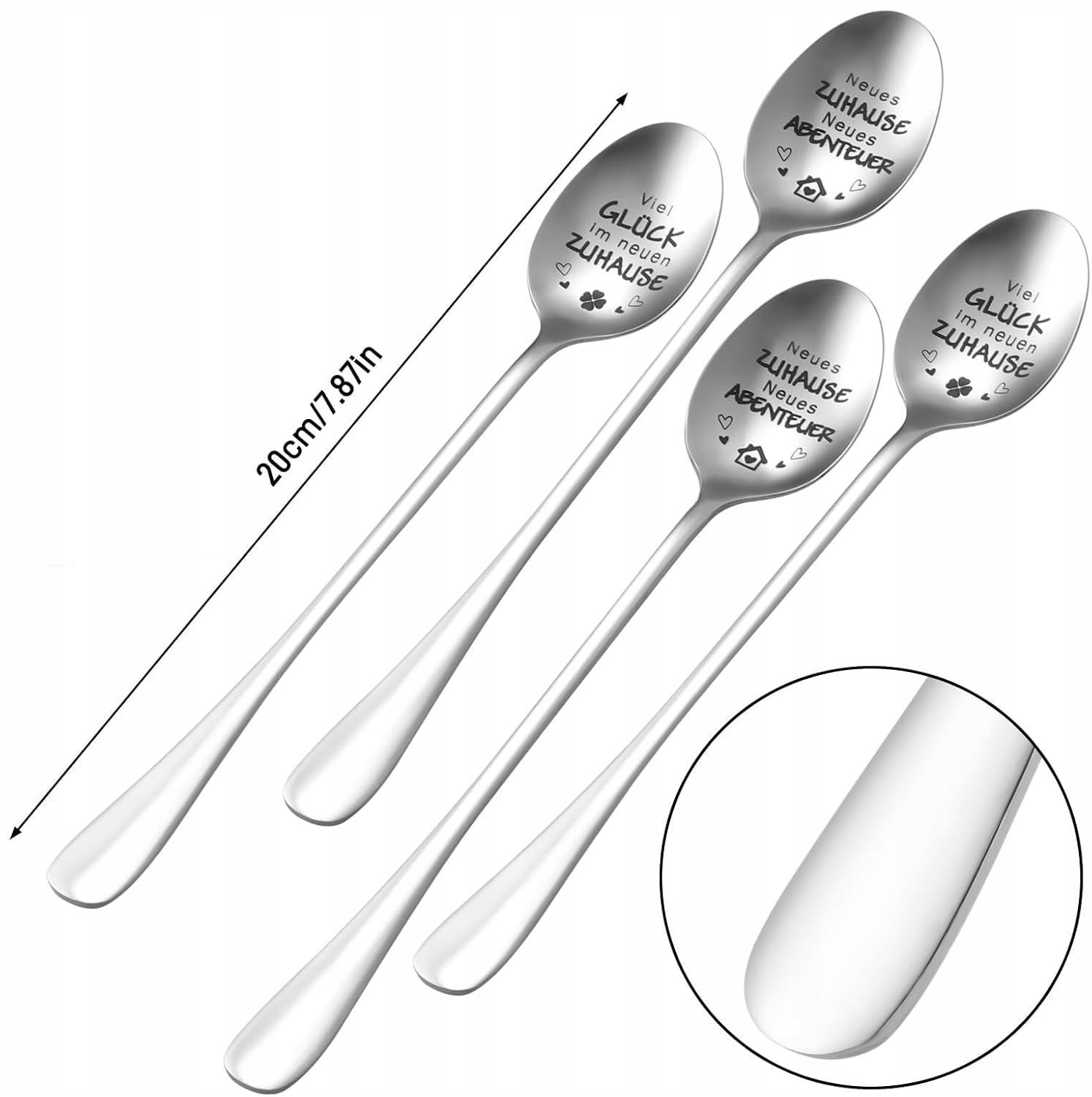 Łyżeczka Łyżeczki Do Kawy Latte Lodów Deserów Deserowe Długa Zestaw 4 Szt.