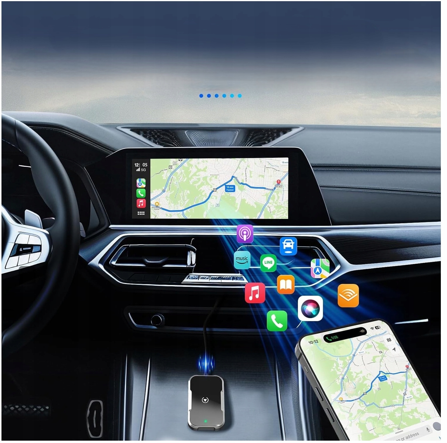 Adapter Carplay Bezprzewodowy Car Play Bluetooth Ios 10+ Moduł Do Auta Wifi