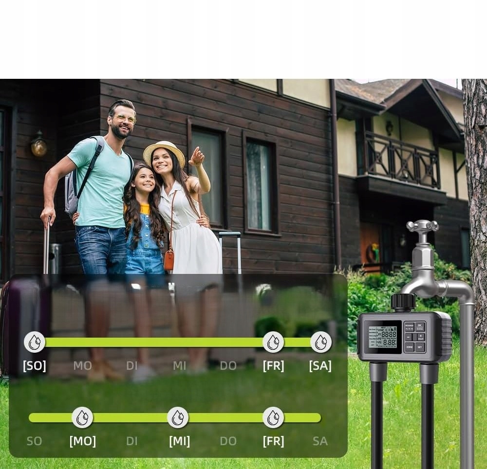 Elektroniczny Sterownik Nawadniania Programator Wody Zawór Czasowy 2 Sekcje