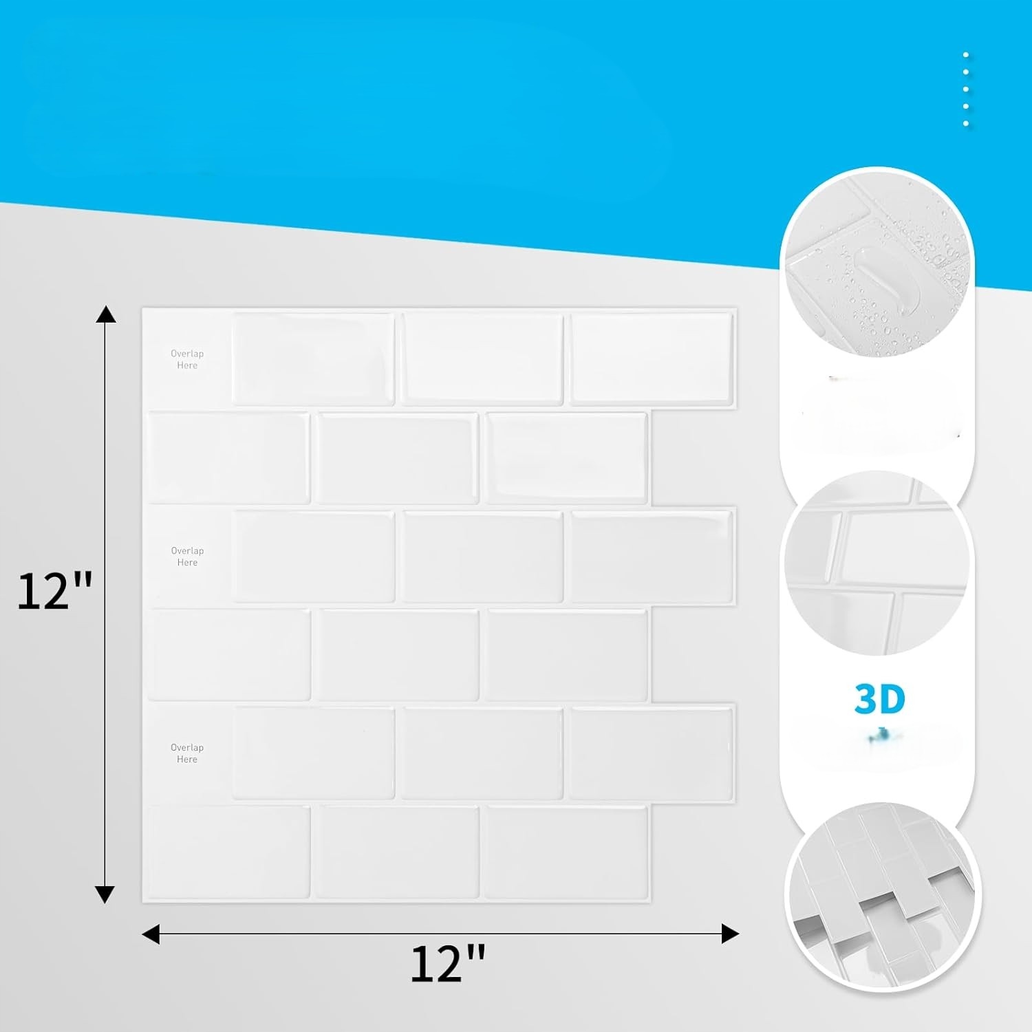 Panel Panele Ścienne 3D Samoprzylepne Winylowe Białe Kuchnia X10 30X30Cm