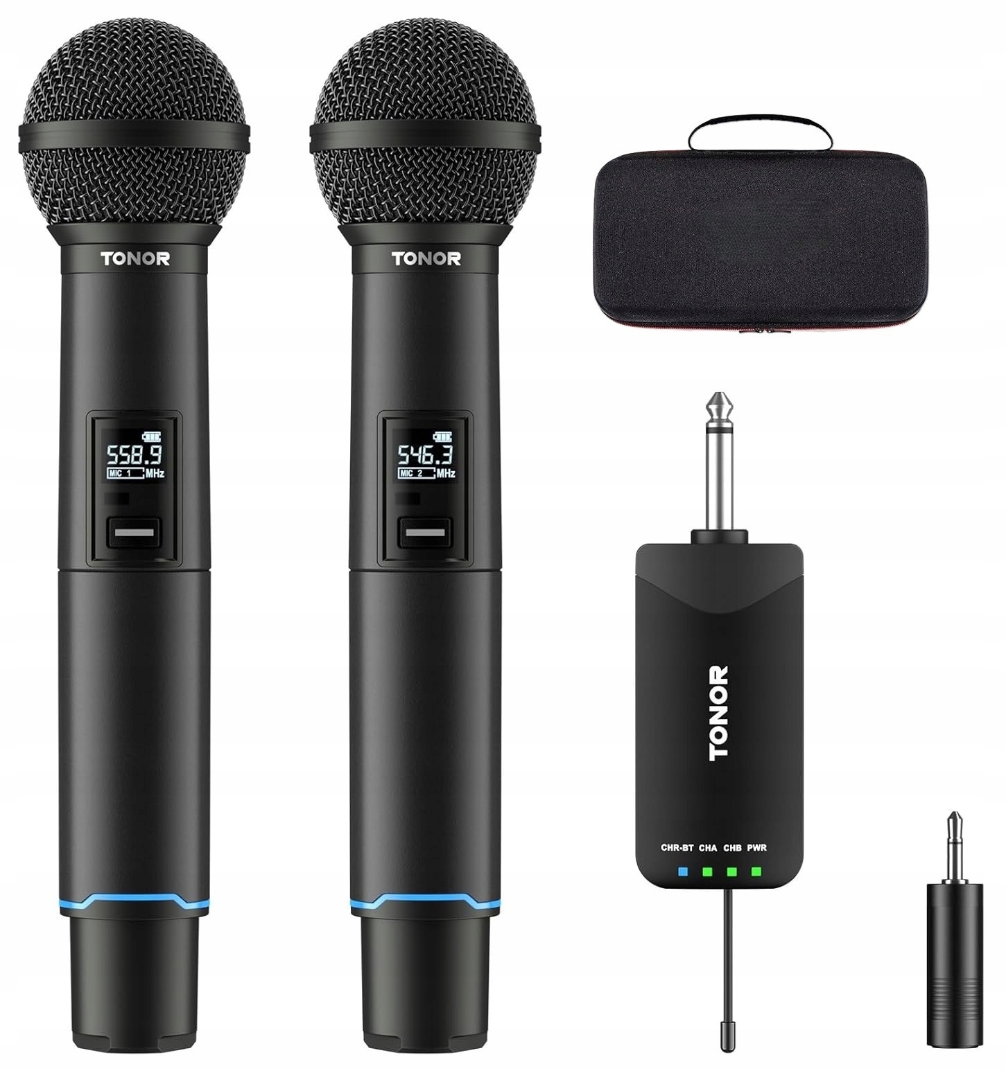 Zestaw Mikrofonów Bezprzewodowych 2X Uhf Bluetooth Akumulatorowe Odbiornik