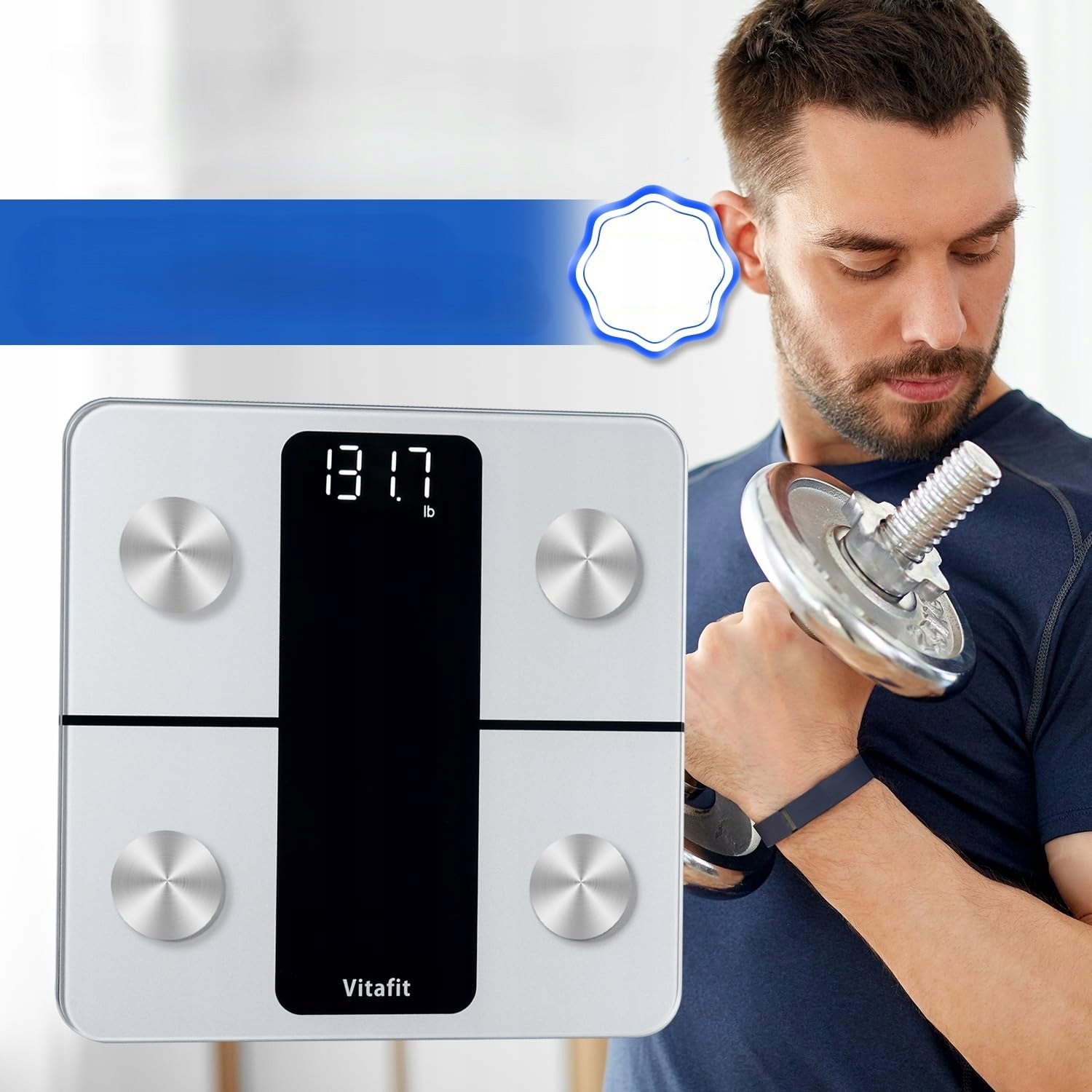 Waga Łazienkowa Elektroniczna Analityczna 13 Pomiarów Lcd Sportowa Aplikacj