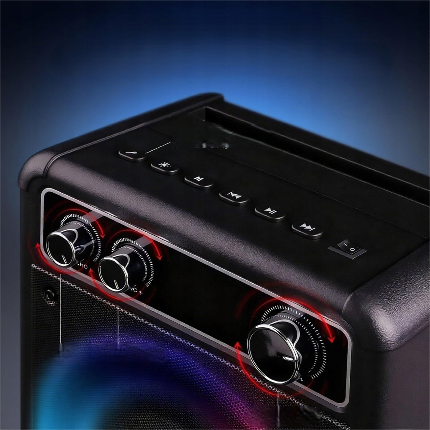 Karaoke Zestaw Bluetooth Głośnik Bezprzewodowy Dwa Mikrofony Światła Led