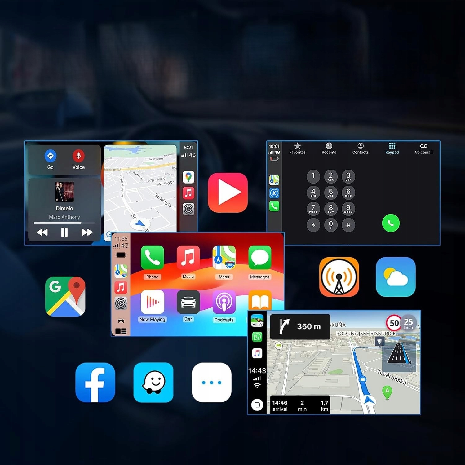 Adapter Moduł Carplay Android Auto Bezprzewodowy Wifi Bluetooth 2W1 Mini