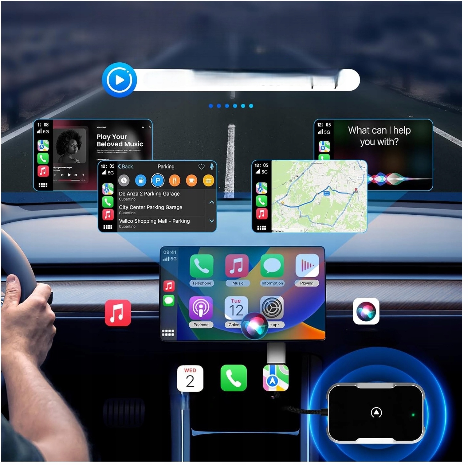 Adapter Carplay Bezprzewodowy Car Play Bluetooth Ios 10+ Moduł Do Auta Wifi