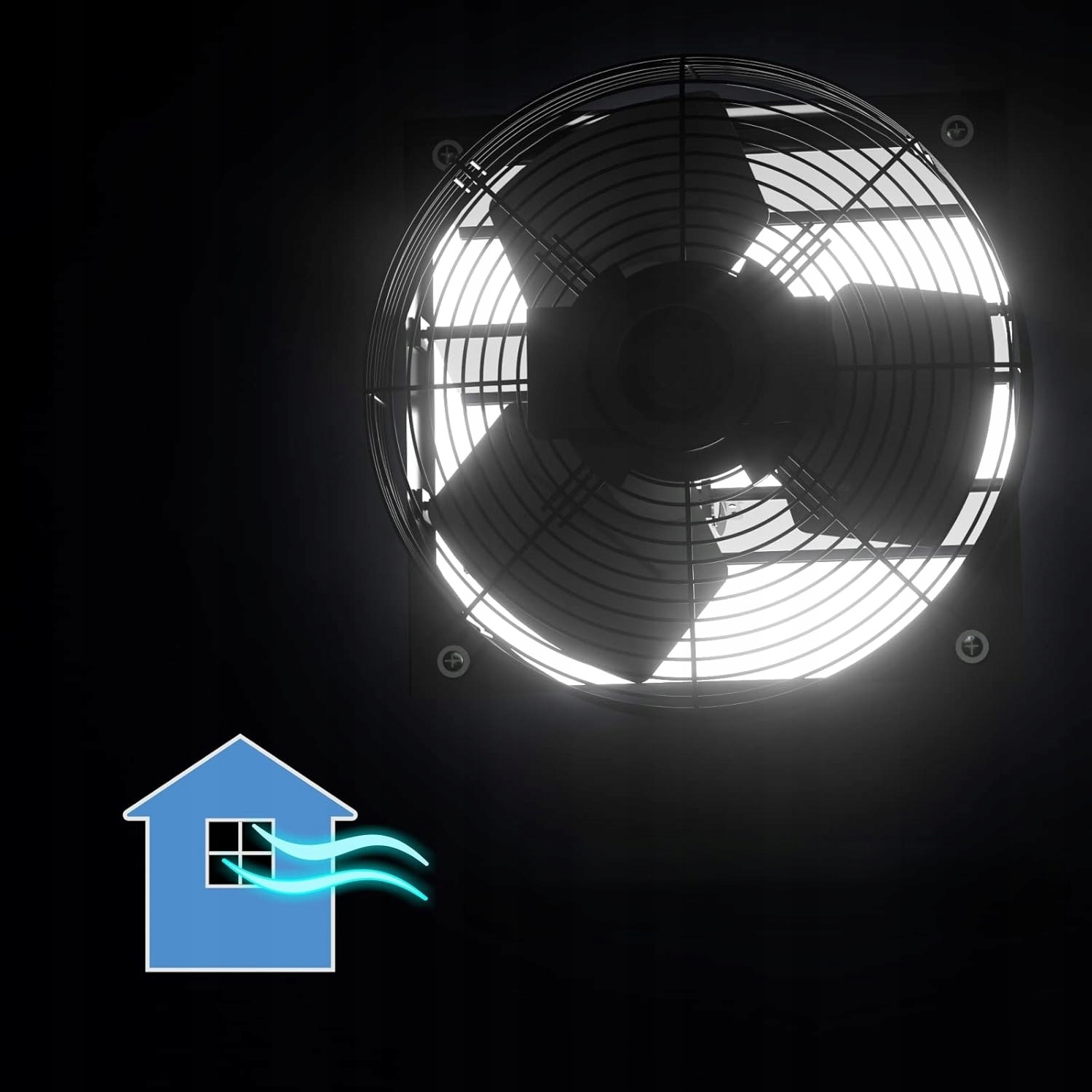 Wentylator Osiowy Ścienny Wyciągowy Przemysłowy Żaluzja Regulator 300 Mm