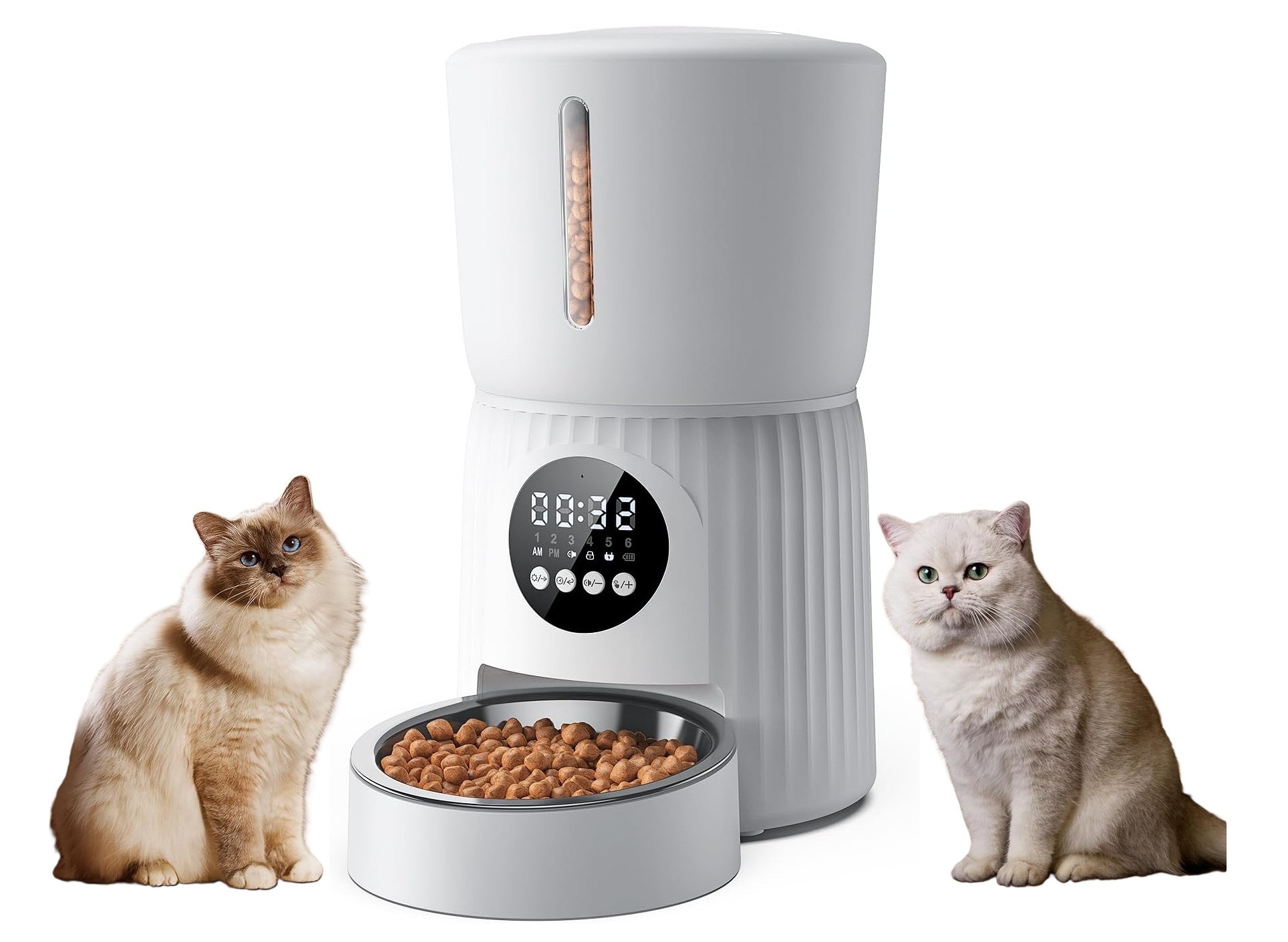Automatyczny Podajnik Karmy Dla Kota Psa Dozownik Timer Miska 4L Biały