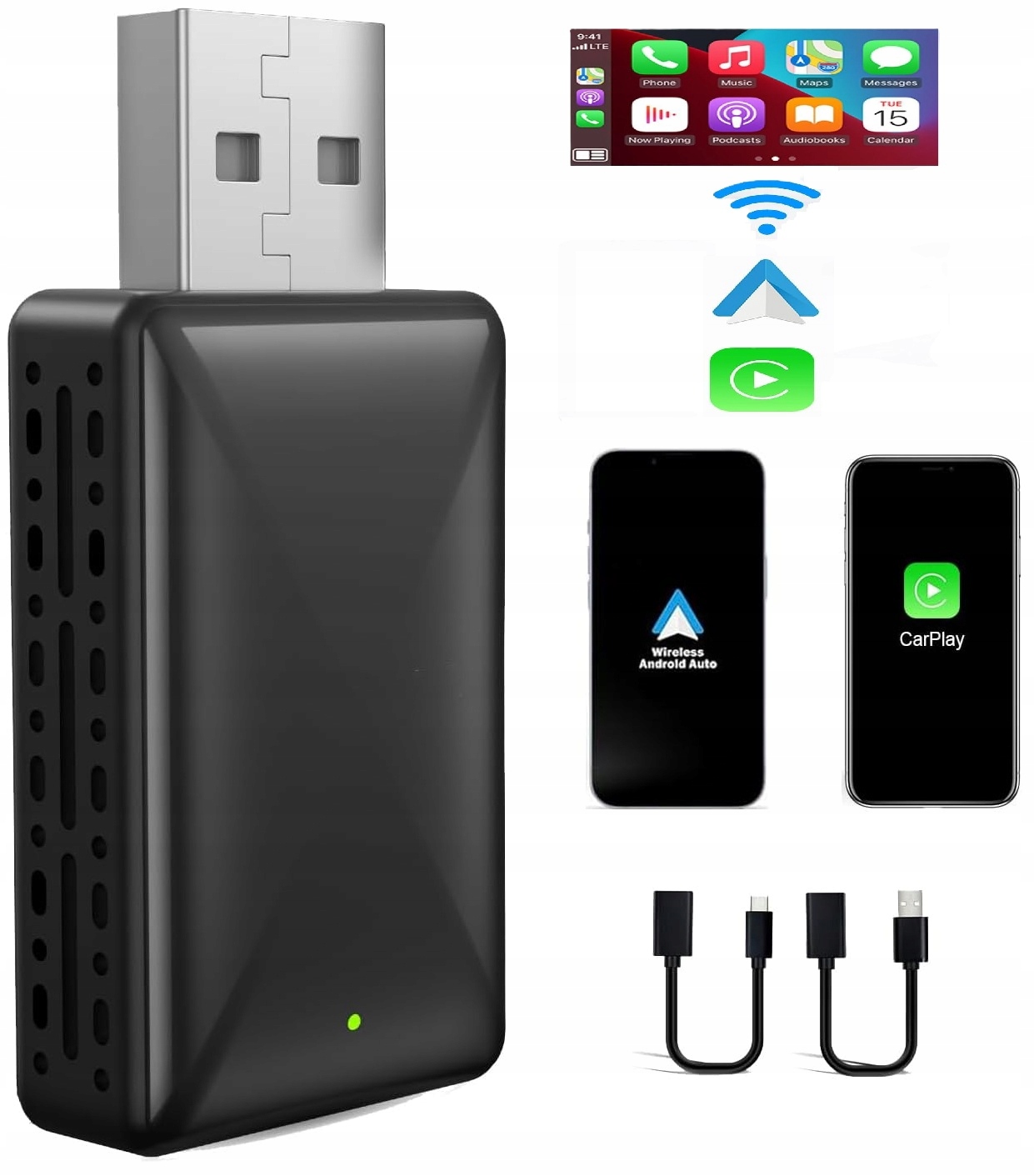 Adapter Moduł Carplay Android Auto Bezprzewodowy Wifi Bluetooth 2W1 Mini
