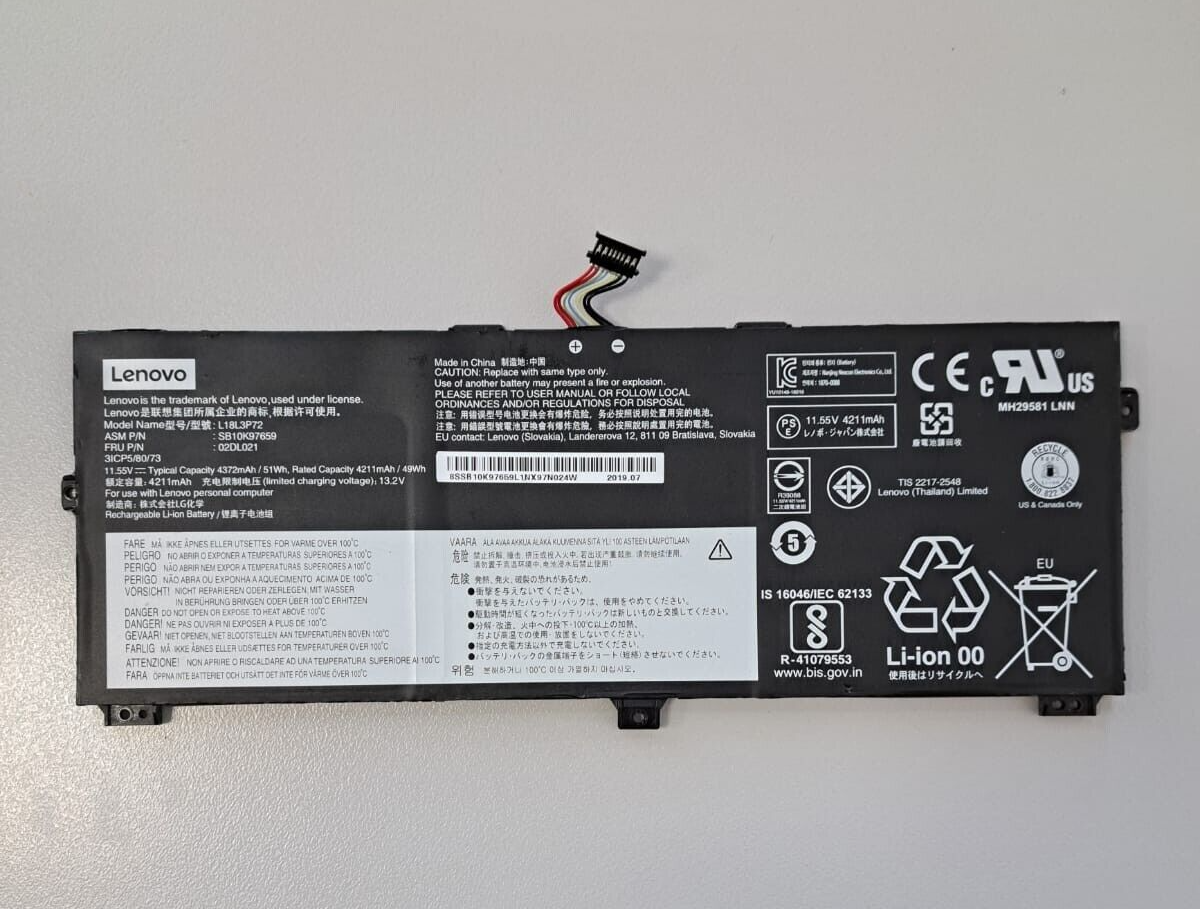 Lenovo ThinkPad Yoga X13/X390 Batterie Akku 50/51Wh L18L3P72 L18M3P72