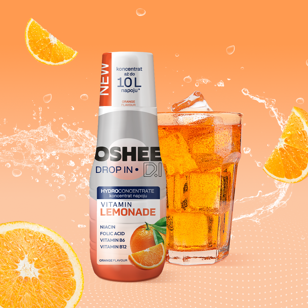 OSHEE DROP IN Vitamin Lemonade – butelka, smak pomarańczowy