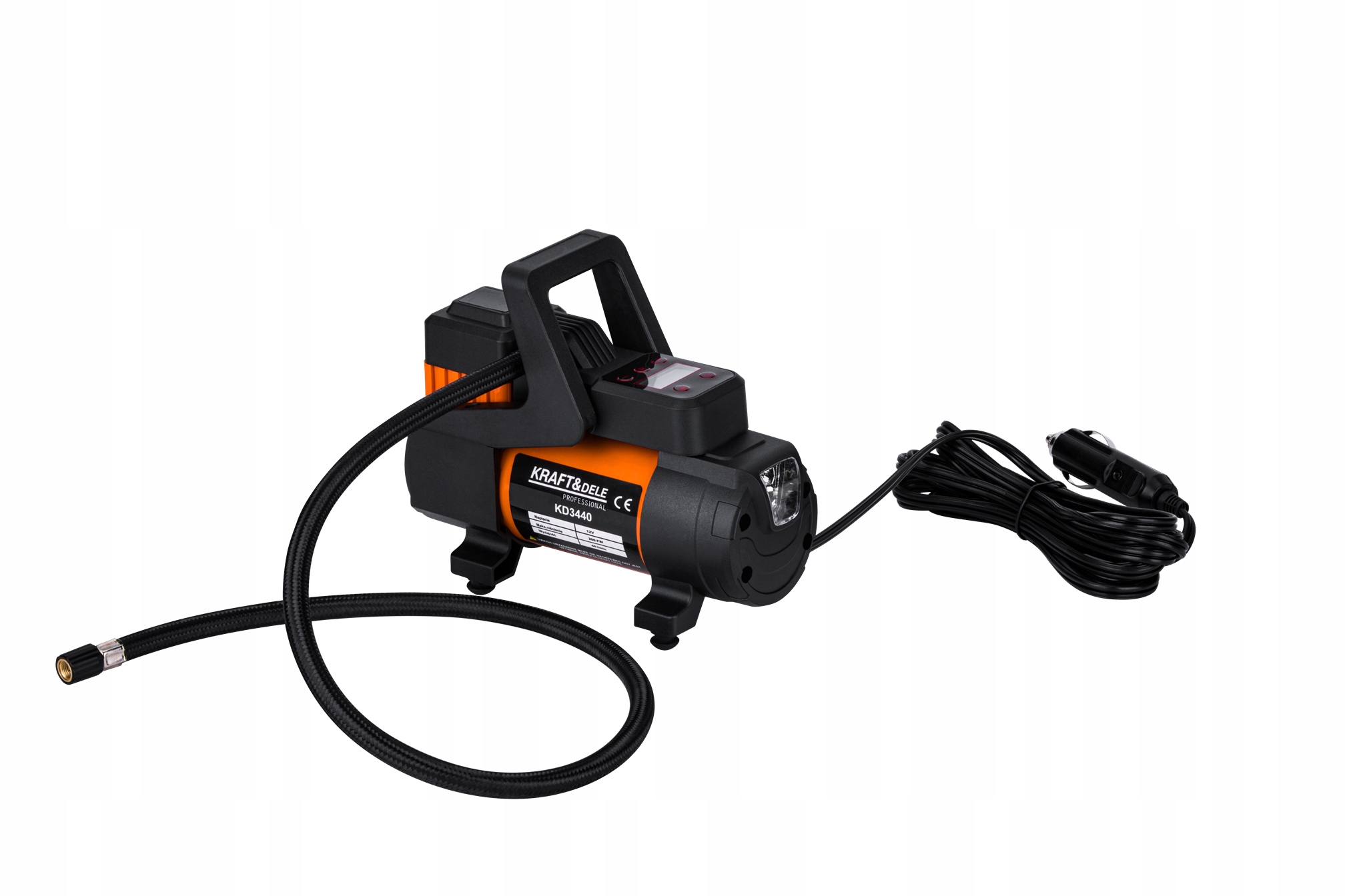 Kompresor Samochodowy LCD 12V 168W 14A 200 PSI 45L/min Kraft&Dele