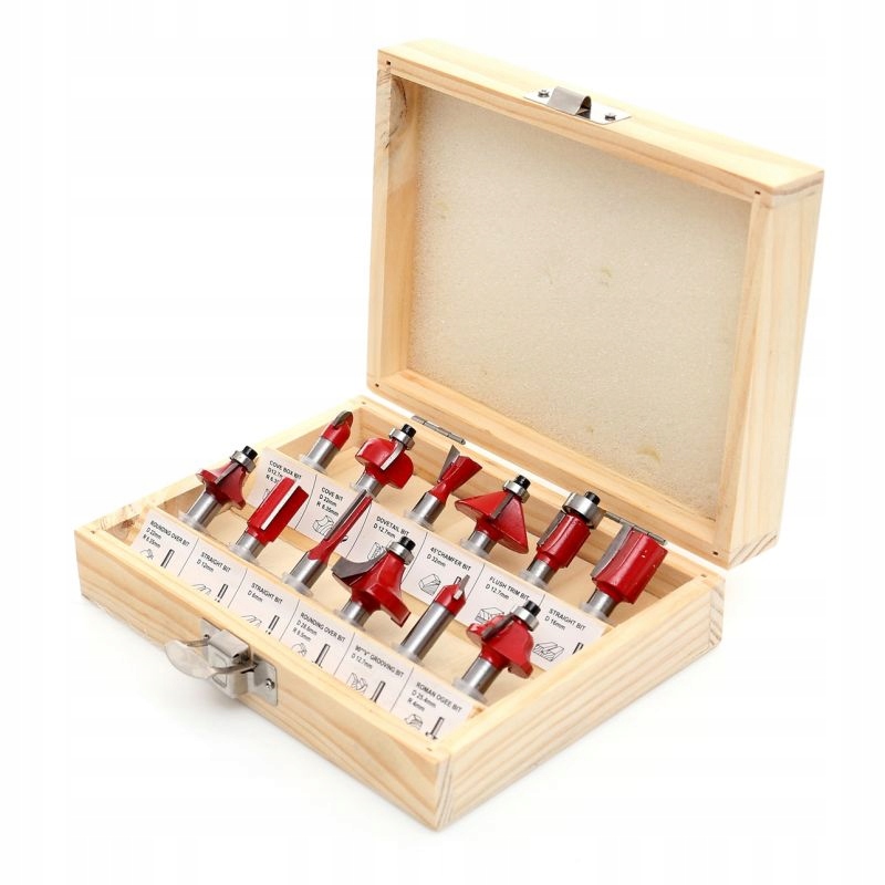 Zestaw Frezów do Drewna Trzpieniowy 12 sztuk elementów Kraft&Dele