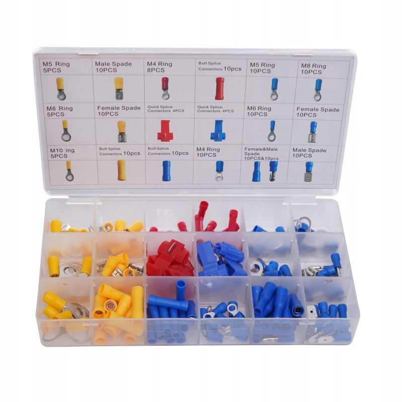 KONEKTORY IZOLOWANE ZESTAW KONEKTORÓW W POJEMNIKU 160 SZTUK KRAFT&DELE