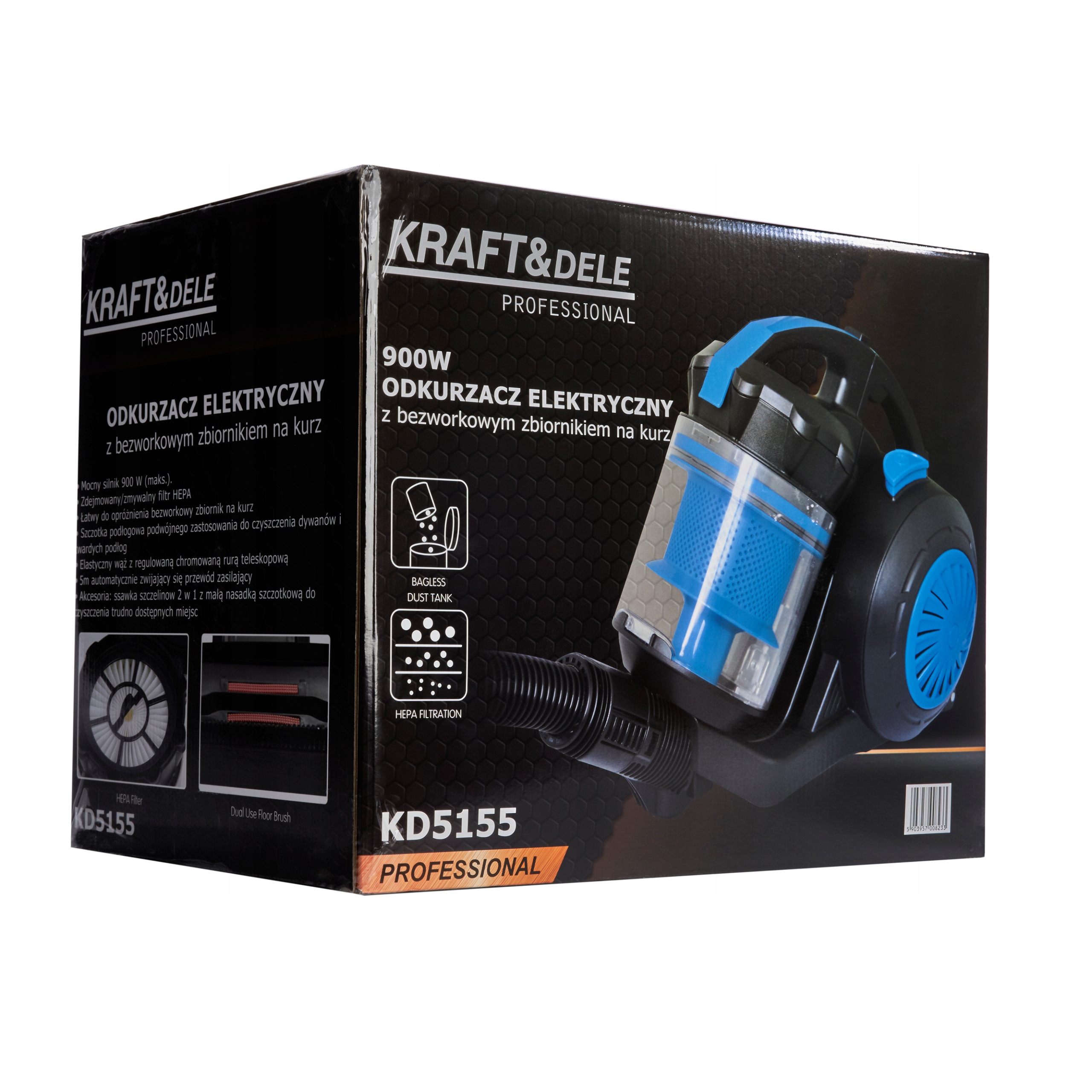 Odkurzacz BEZWORKOWY CYKLONOWY LEKKI MOCNY TURBO MOC 4000W HEPA Kraft&Dele