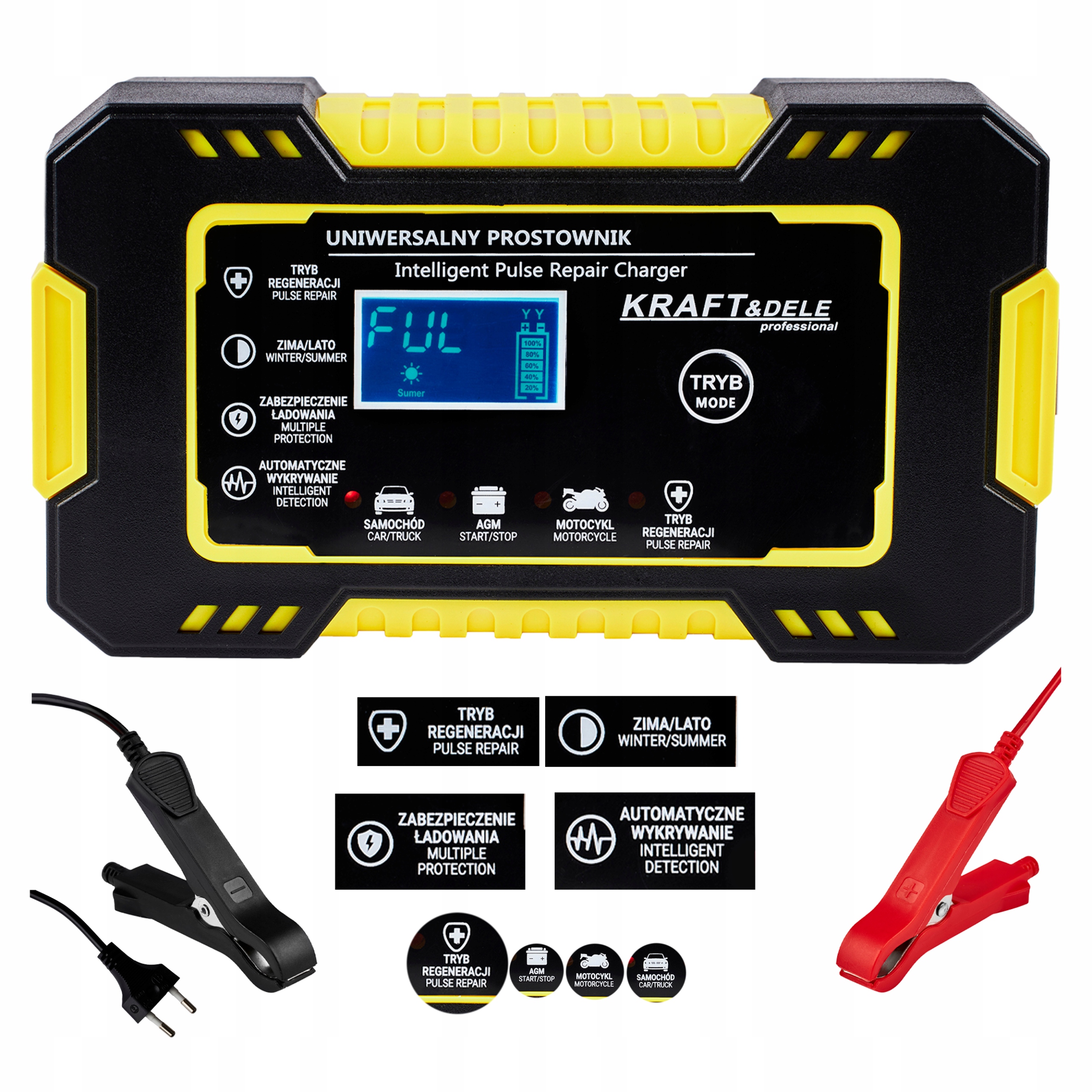 PROSTOWNIK AKUMULATOROWY AUTOMATYCZNY FUNKCJA NAPRAWY 12/24V ŁADOWARKA 10A