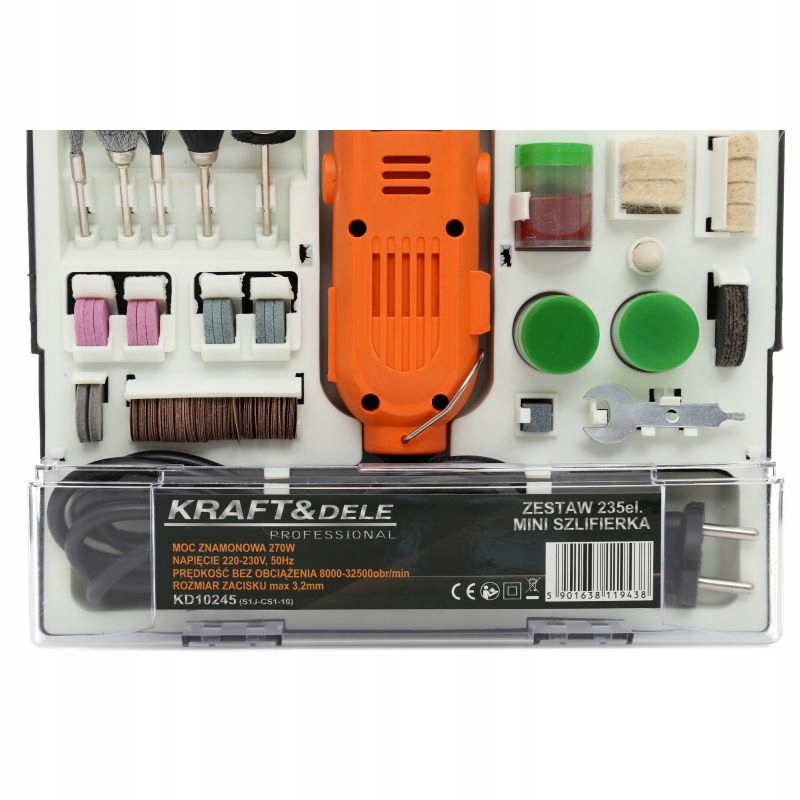 MULTISZLIFIERKA MINI-SZLIFIERKA ZESTAW 235 el.