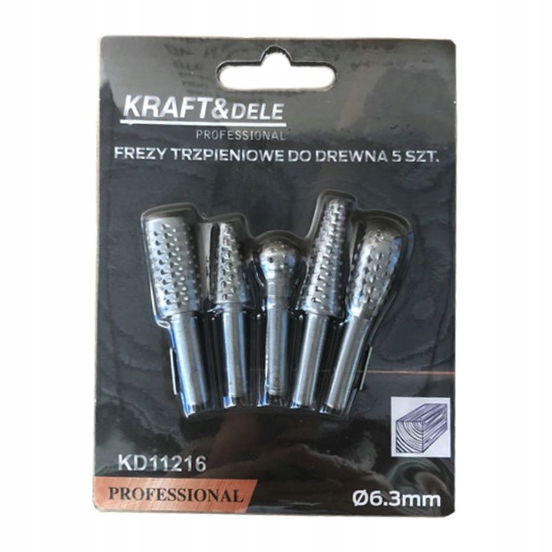ZESTAW FREZÓW DO DREWNA 5 ELEMENTÓW 6,3MM TRZPIENIOWE KD11216