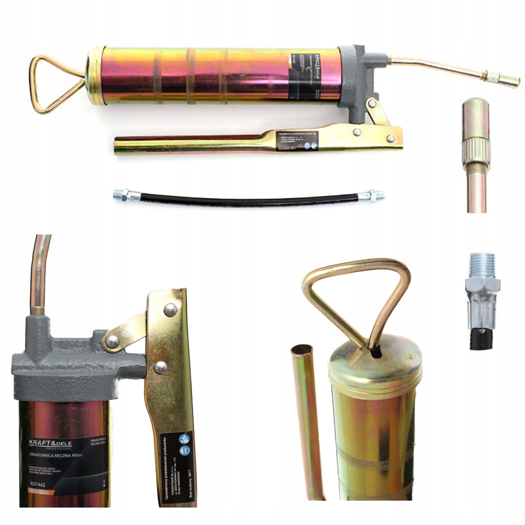 SMAROWNICA TAWOTNICA RĘCZNA STALOWA KRAFT&DELE KD1442 + 2 KOŃCÓWKI