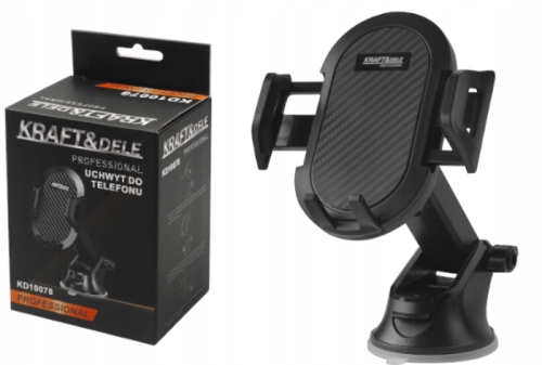 Uchwyt Samochodowy 360° na Telefon Szybę Kokpit Czarny Stabilny Kraft&Dele