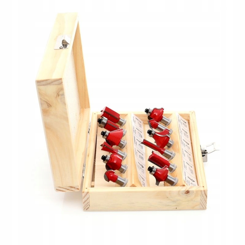 Zestaw Frezów do Drewna Trzpieniowy 12 sztuk elementów Kraft&Dele