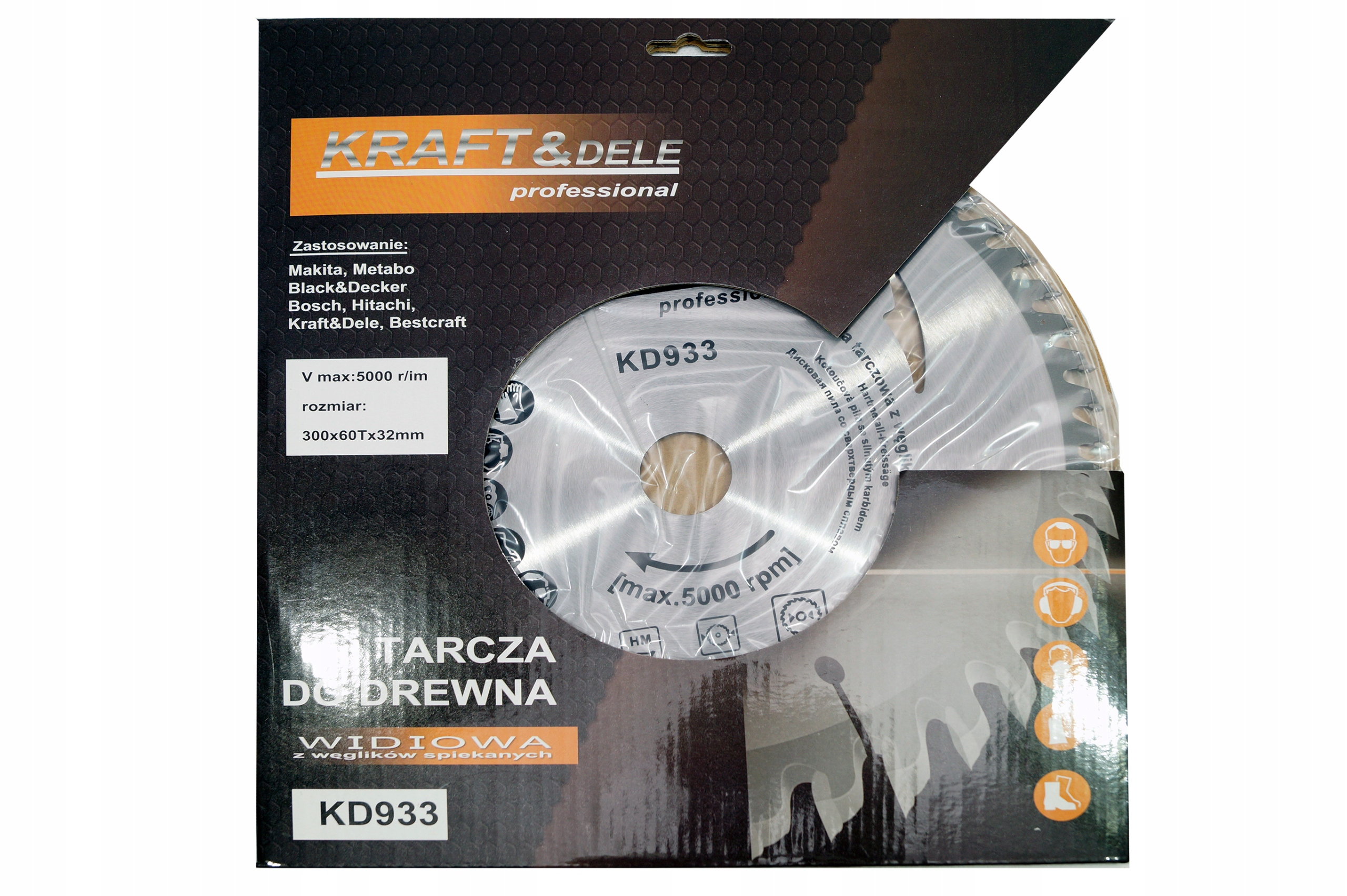 Tarcza widiowa do drewna 300mm 60T średnica wewnętrzna 32mm Kraft&Dele