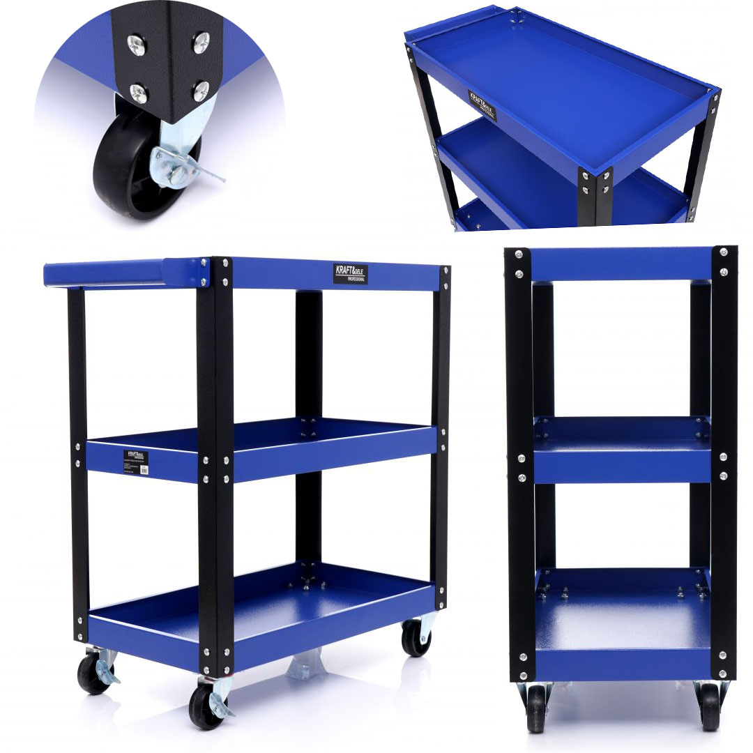 Wózek Warsztatowy Szafka Serwisowy na Narzędzia Mocny 3 Półki Kraft&Dele
