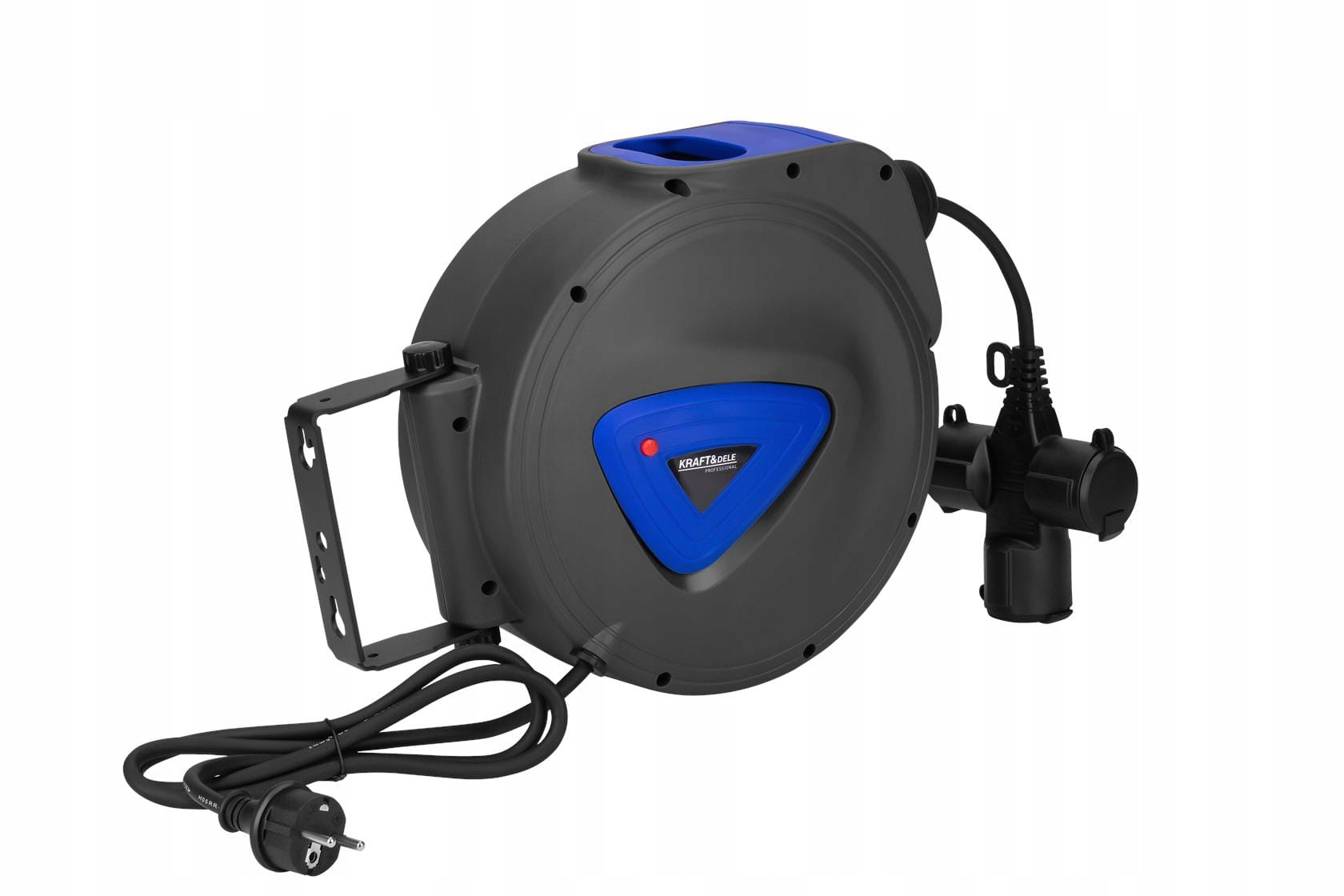 Przedłużacz Bębnowy Automatyczny Zwijacz Ścienny 180° 20m 3x Kraft&Dele