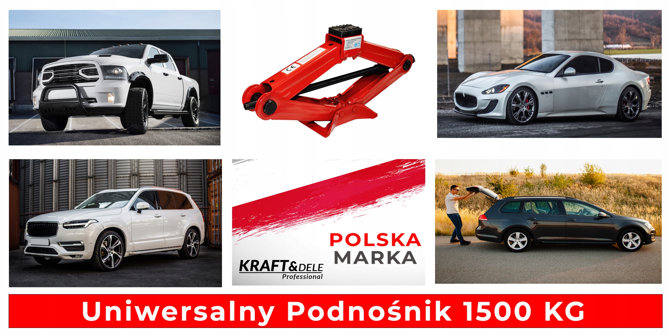 Podnośnik Samochodowy Trapezowy Lewarek Guma1,5 T 1500 kg Kraft&Dele