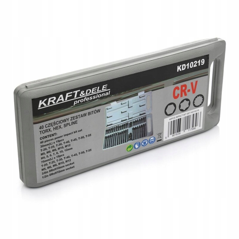 Zestaw Komplet Bitów Specjalnych HEX TORX SPLINE 40 Elementów Kraft&Dele