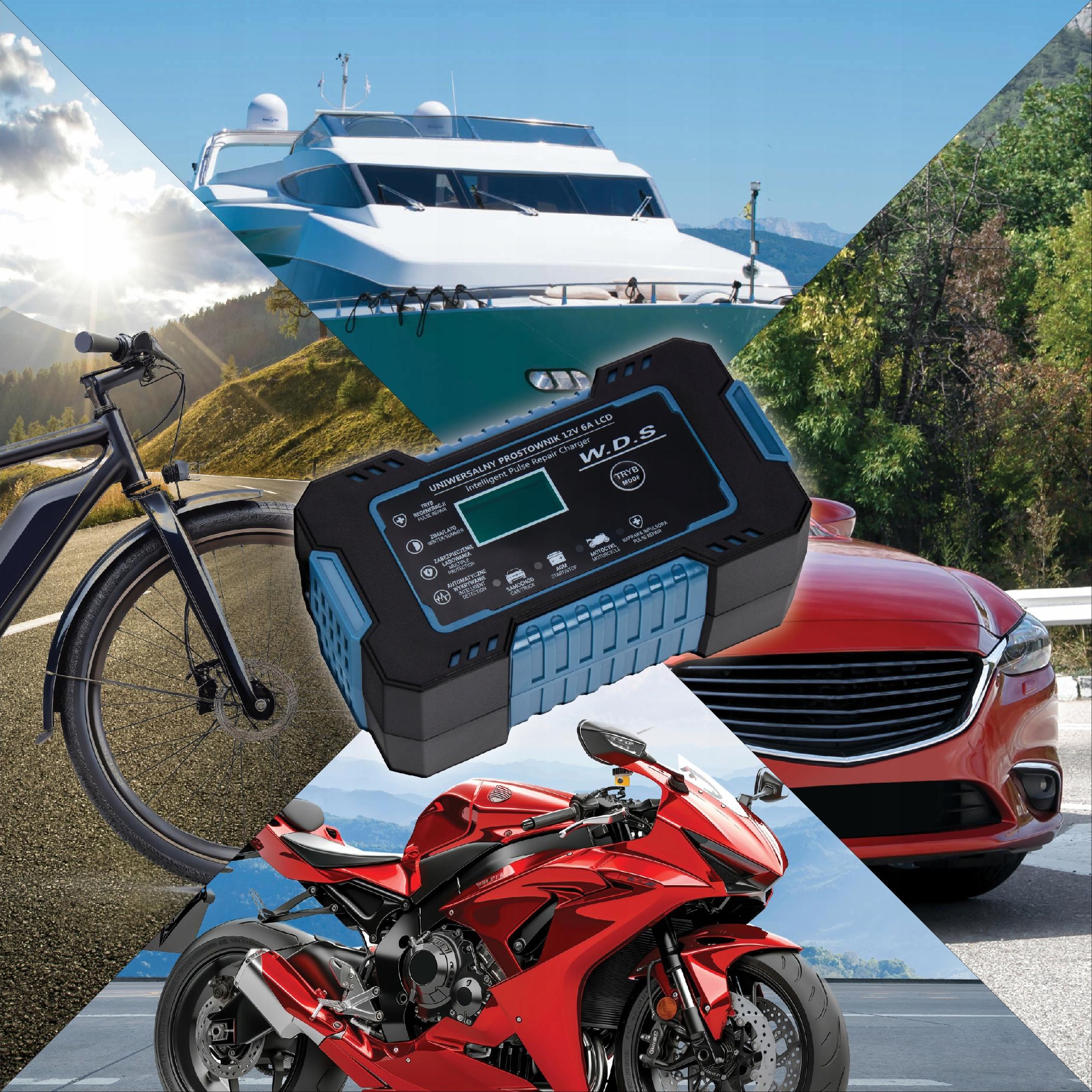 PROSTOWNIK AKUMULATOROWY AUTOMATYCZNY FUNKCJA NAPRAWY 12V ŁADOWARKA 6A